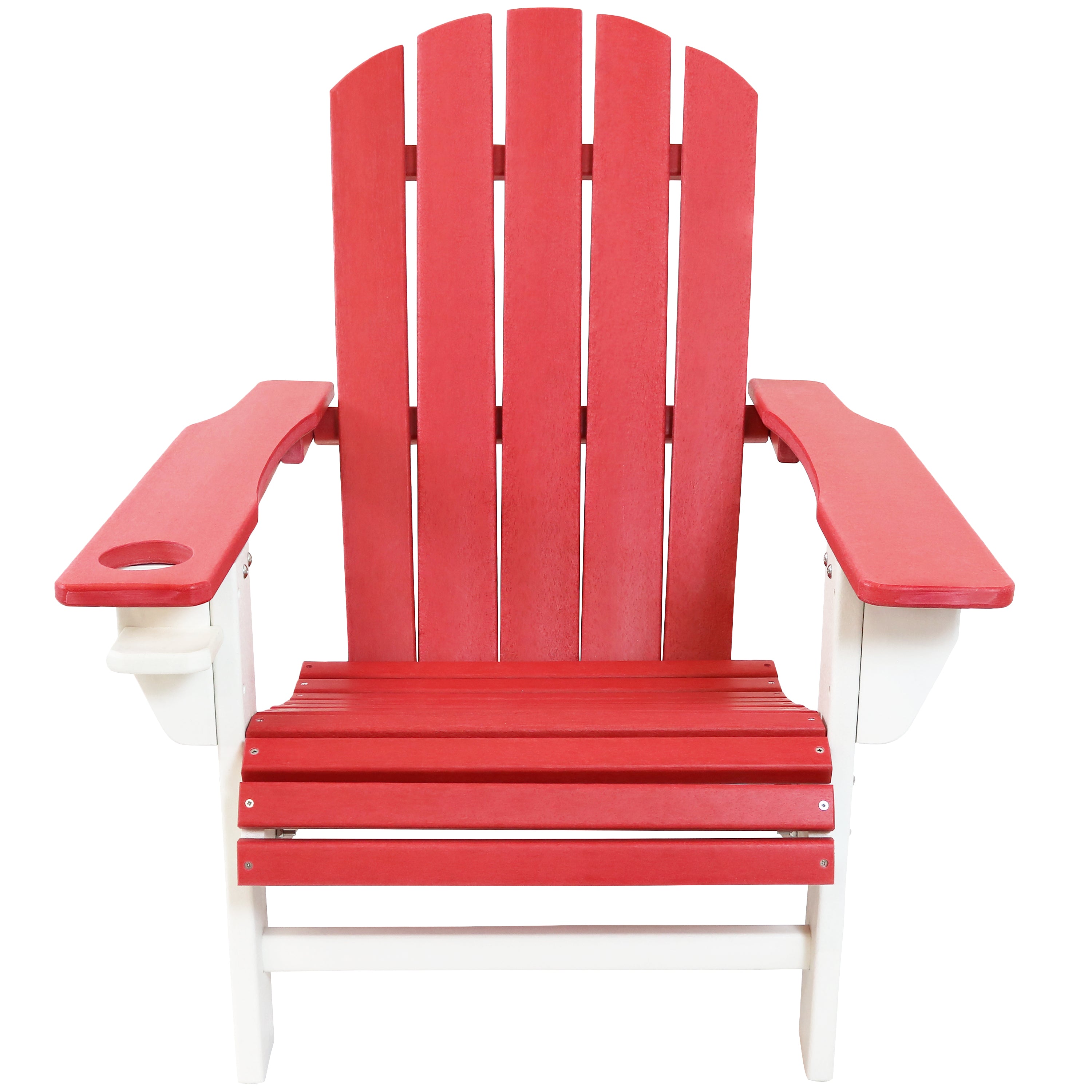 Premium Sunnydaze All-Weather 2-Tone Outdoor Adirondack Chair with Cup Holder - Durable Patio Furniture for Garden, Poolside & Backyard Relaxation