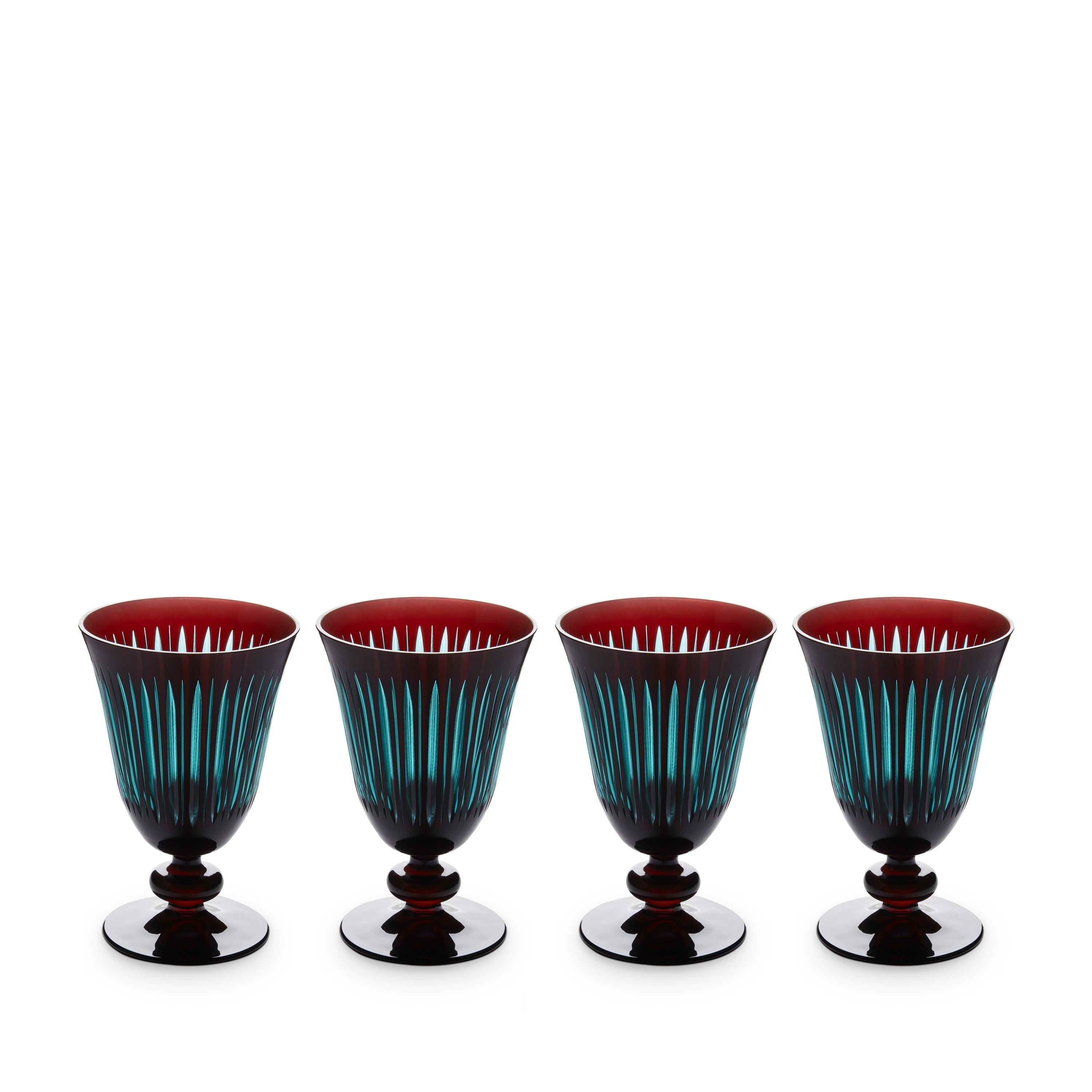 Premium Prism Wine Glasses - Elegant Bordeaux Crystal Set of 4 - Perfect for Dinner Parties, Weddings & Wine Tasting Events