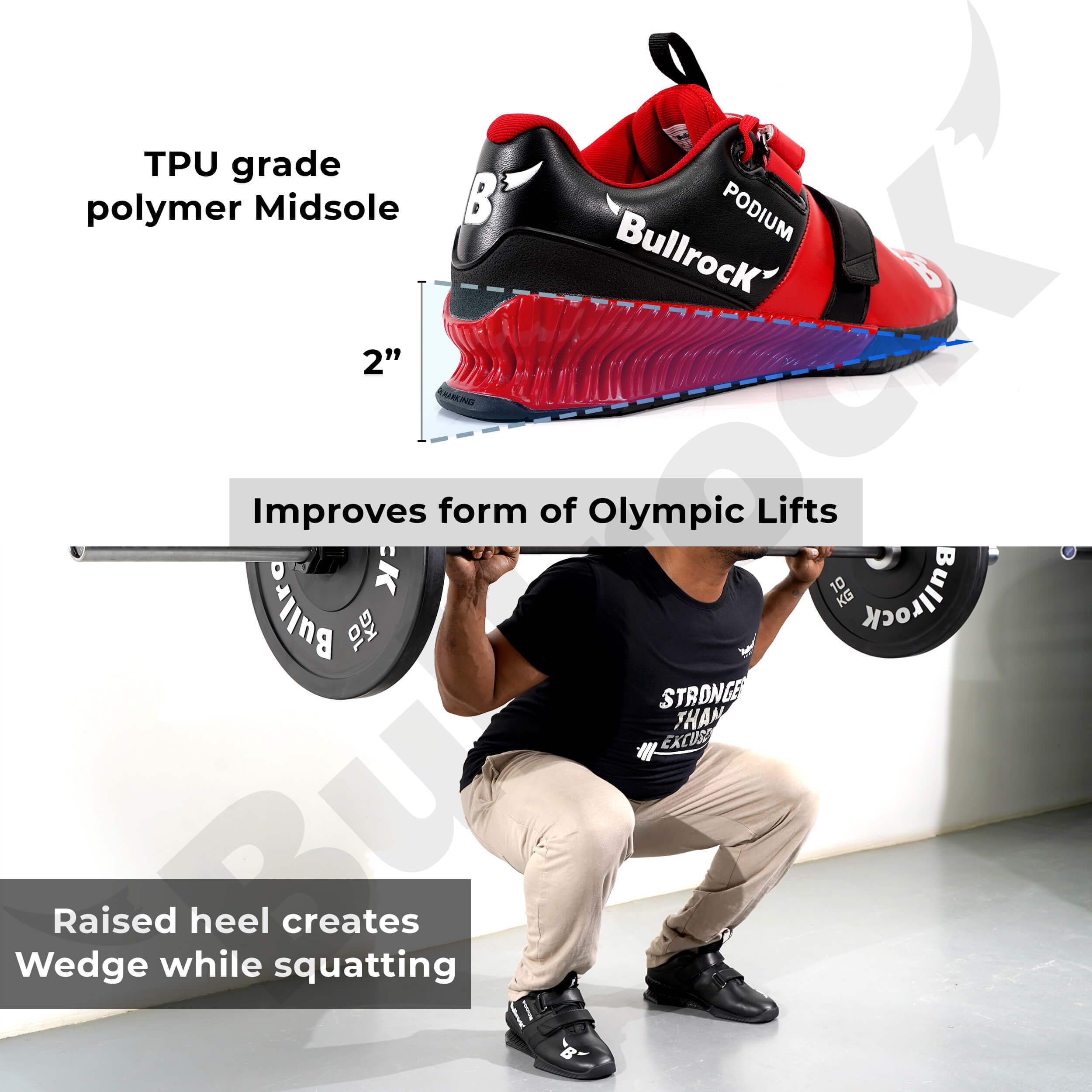 BullrocK Weightlifting Shoes for Men & Women - Unisex Gym Squat Shoes for Powerlifting, CrossFit & Olympic Lifting | Perfect for Deadlifts, Squats & Strength Training