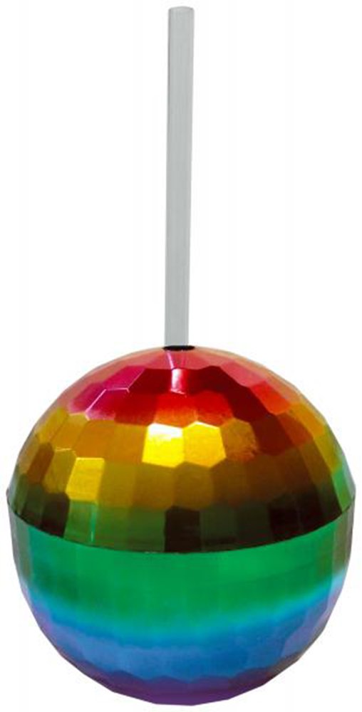Kheper Games Disco Ball Cup - 16oz Rainbow Glitter Tumbler with Lid & Straw, Perfect for Parties, Raves, and Home Decor | BPA-Free Plastic Cup for Drinks, Smoothies, and Cocktails