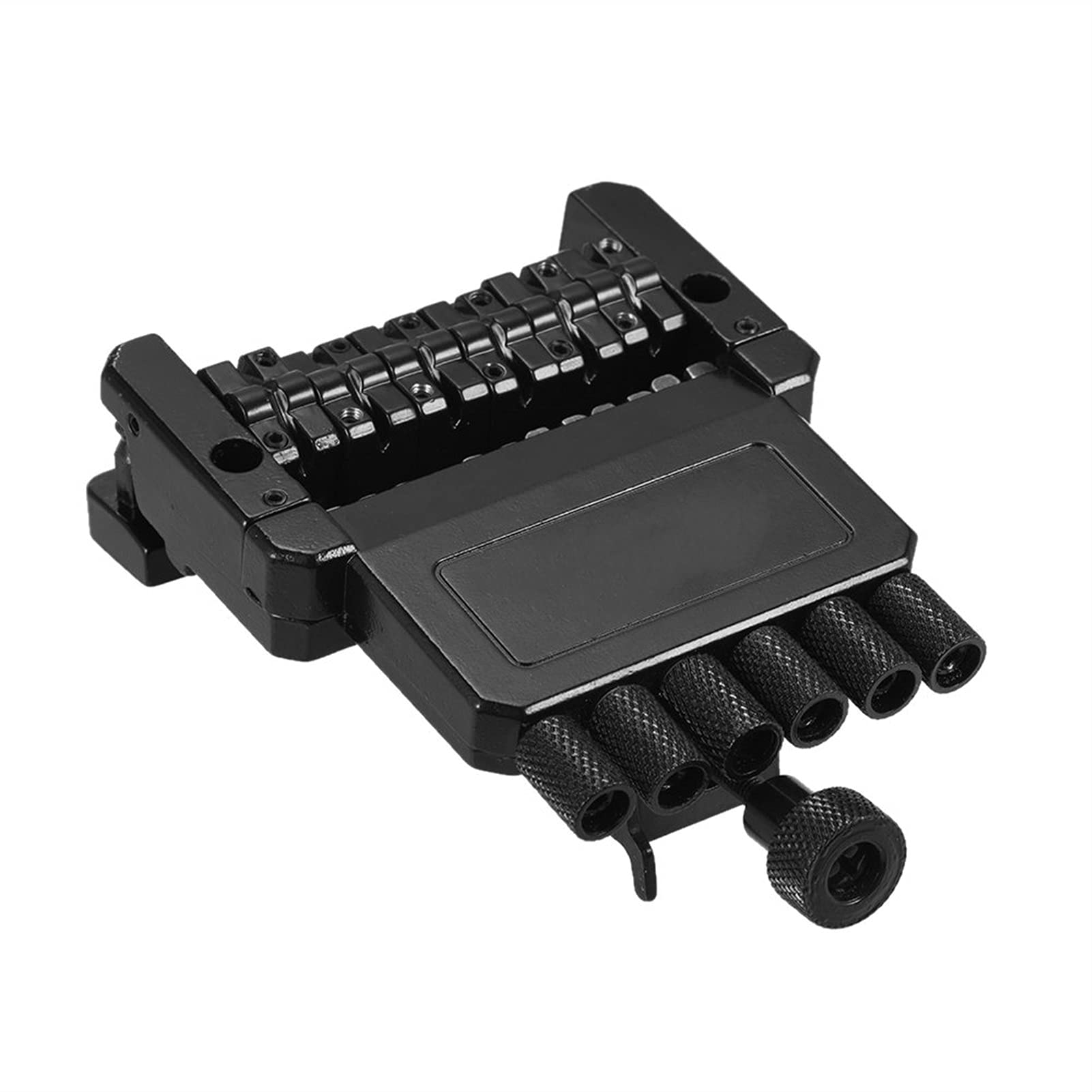 6-String Electric Guitar Bridge Saddle & Tremolo Tailpiece System - Black Headless Guitar Replacement Part | Perfect for DIY Guitar Repair, Upgrades & Professional Performances