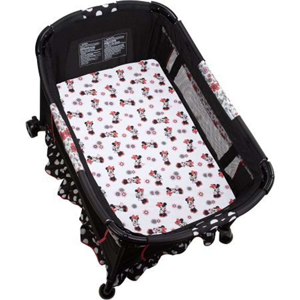 Disney Minnie Mouse Crib Sheet Set - Soft Baby Playard Fitted Sheet for Nursery, Toddler Bed, and Portable Crib - Perfect for Daycare, Travel & Home Use