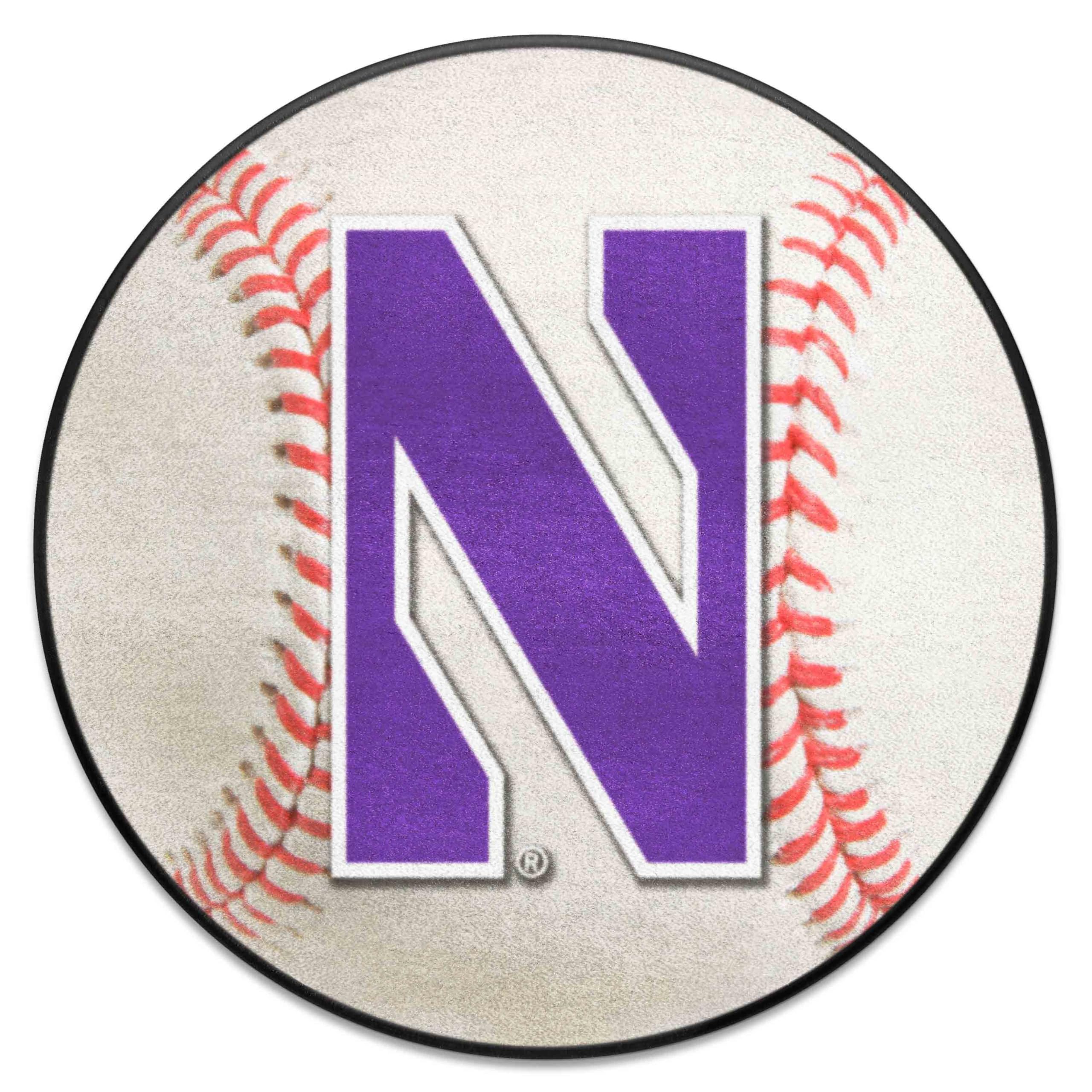 FANMATS 834 Northwestern Wildcats Baseball Shaped Accent Rug - 27 Inch Diameter NCAA Team Logo Floor Mat for Game Room, Dorm Decor & Sports Fan Gifts