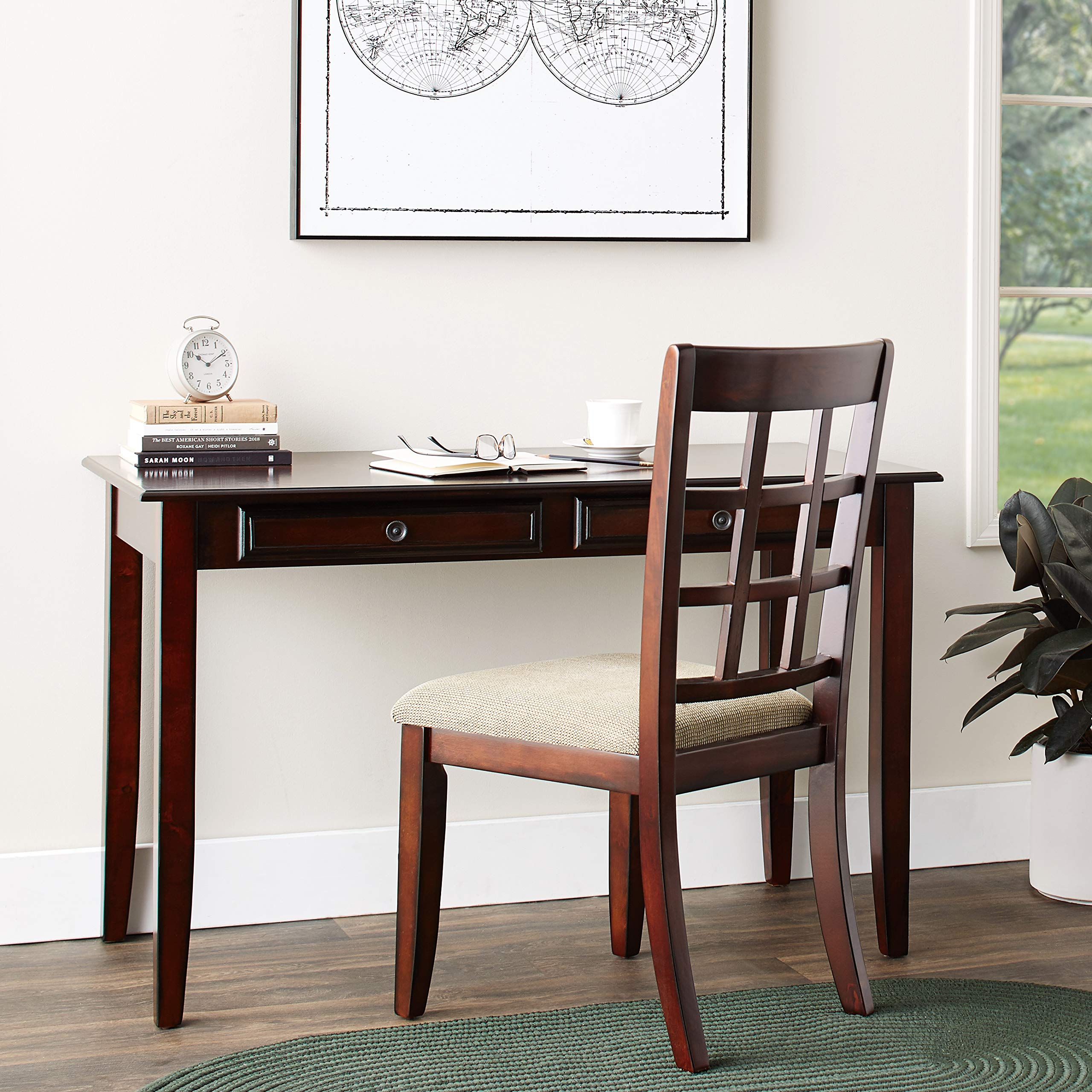 Coaster Furniture 2-Piece Desk Set with Drawers - Espresso Brown Wooden Home Office Desk & Hutch (800778) for Small Spaces, Dorm Rooms & Home Offices