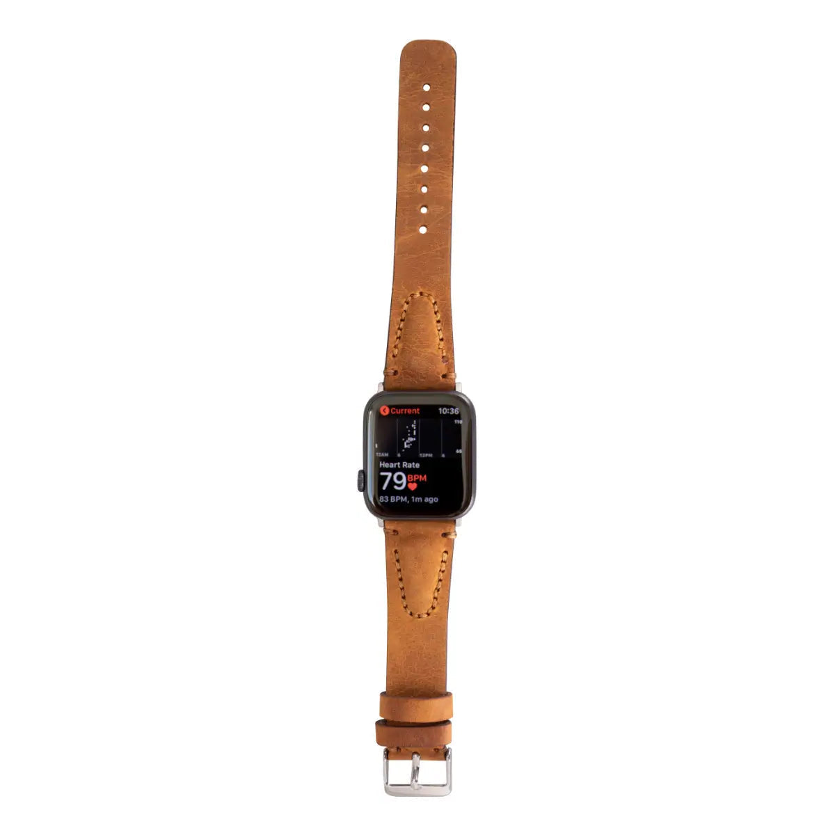 Premium Camel Brown Leather Sport Band for Apple Watch - Durable & Stylish Strap for Workouts & Everyday Wear (Avila Collection) - Perfect for Gym, Office & Casual Outings