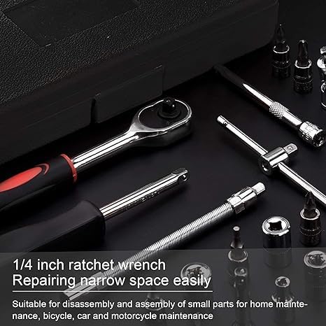 46-in-1 Multi-Purpose Tool Kit with Screwdriver & Socket Set - Professional Hand Tool Wrench Kit for Bike, Car & Home Repairs - Durable Combination Tool Case (Multi-Color) | Perfect for DIY Projects, Automotive Maintenance & Household Fixes