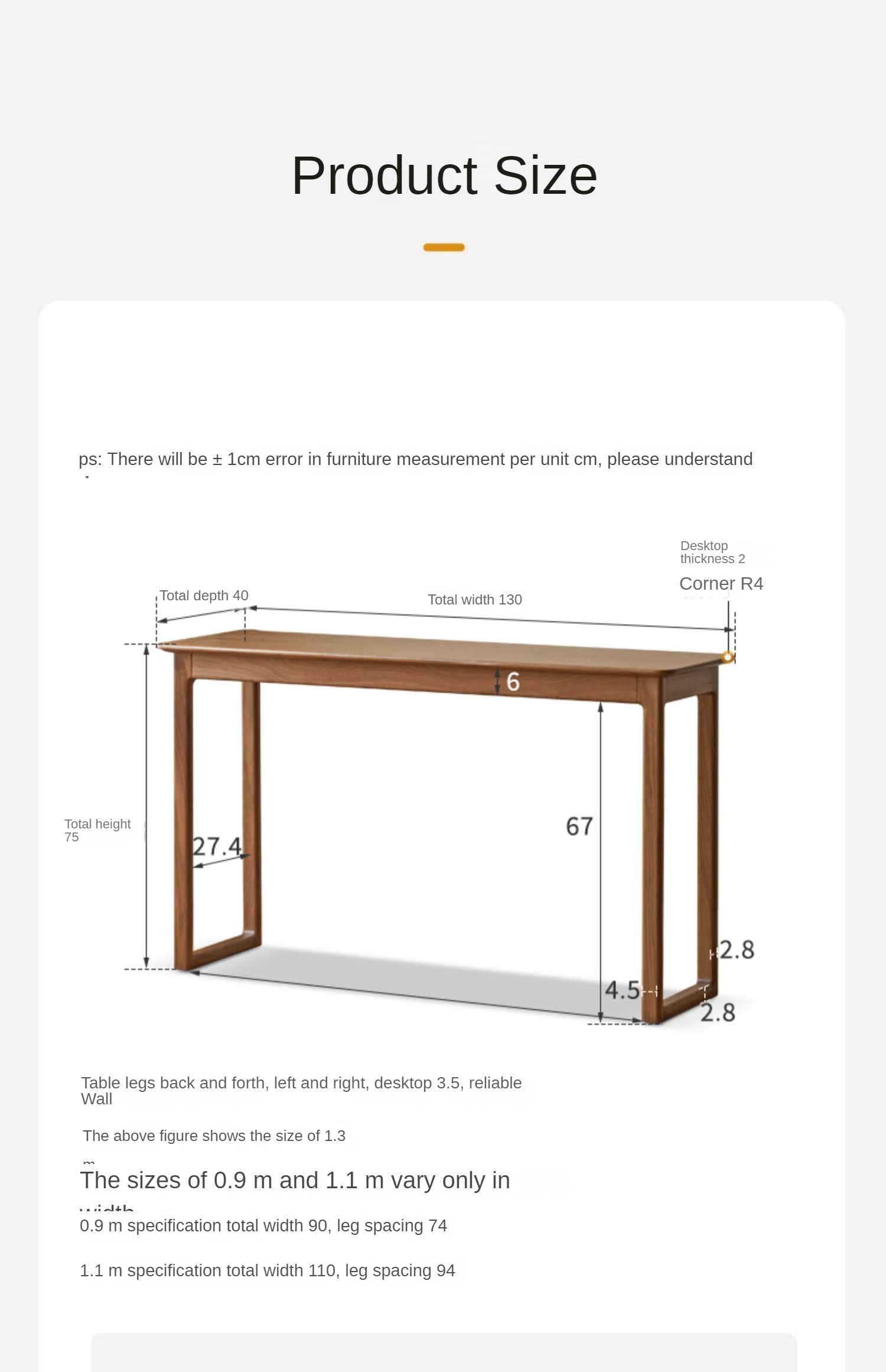 Premium Black Walnut Solid Wood Narrow Writing Desk - Modern Minimalist Home Office & Study Workstation for Small Spaces