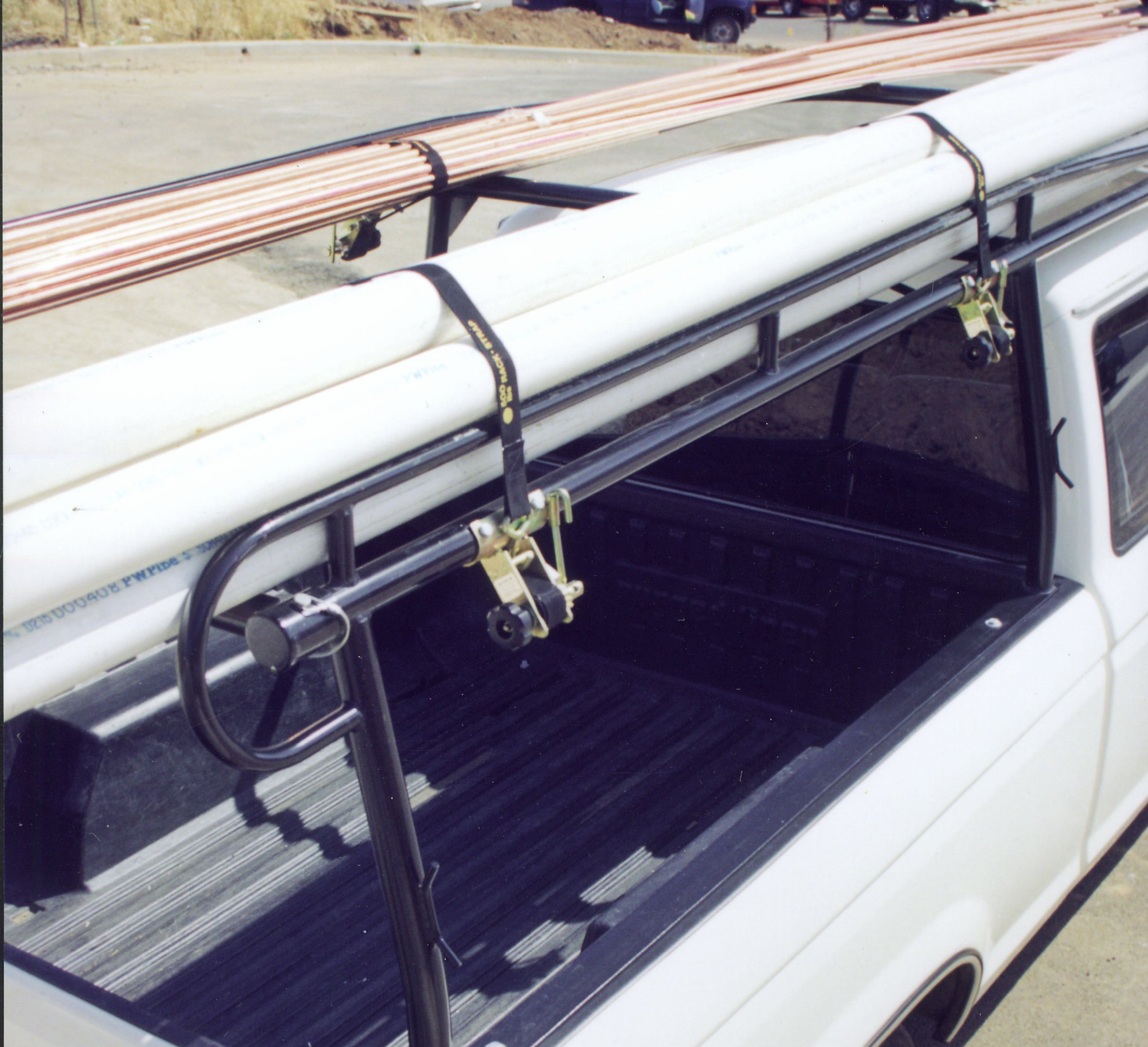 2 Pack RS4 Gold Ladder Rack Tie-Downs - 8ft Black Strap for Truck & Roof Racks