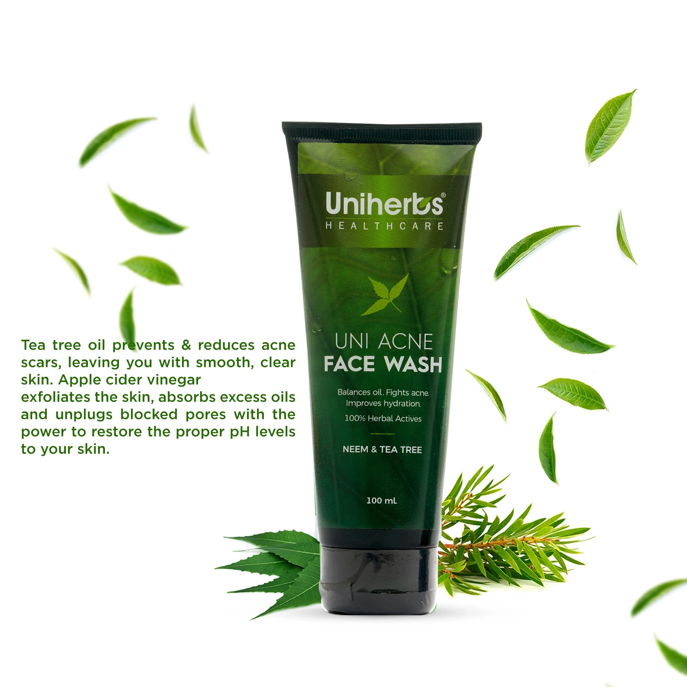 Uni Acne Face Wash for Men & Women - 100ml Anti-Acne Cleanser with Pimple Treatment | Refreshing Daily Facial Cleanser for Oily & Acne-Prone Skin | Perfect for Morning & Night Skincare Routine