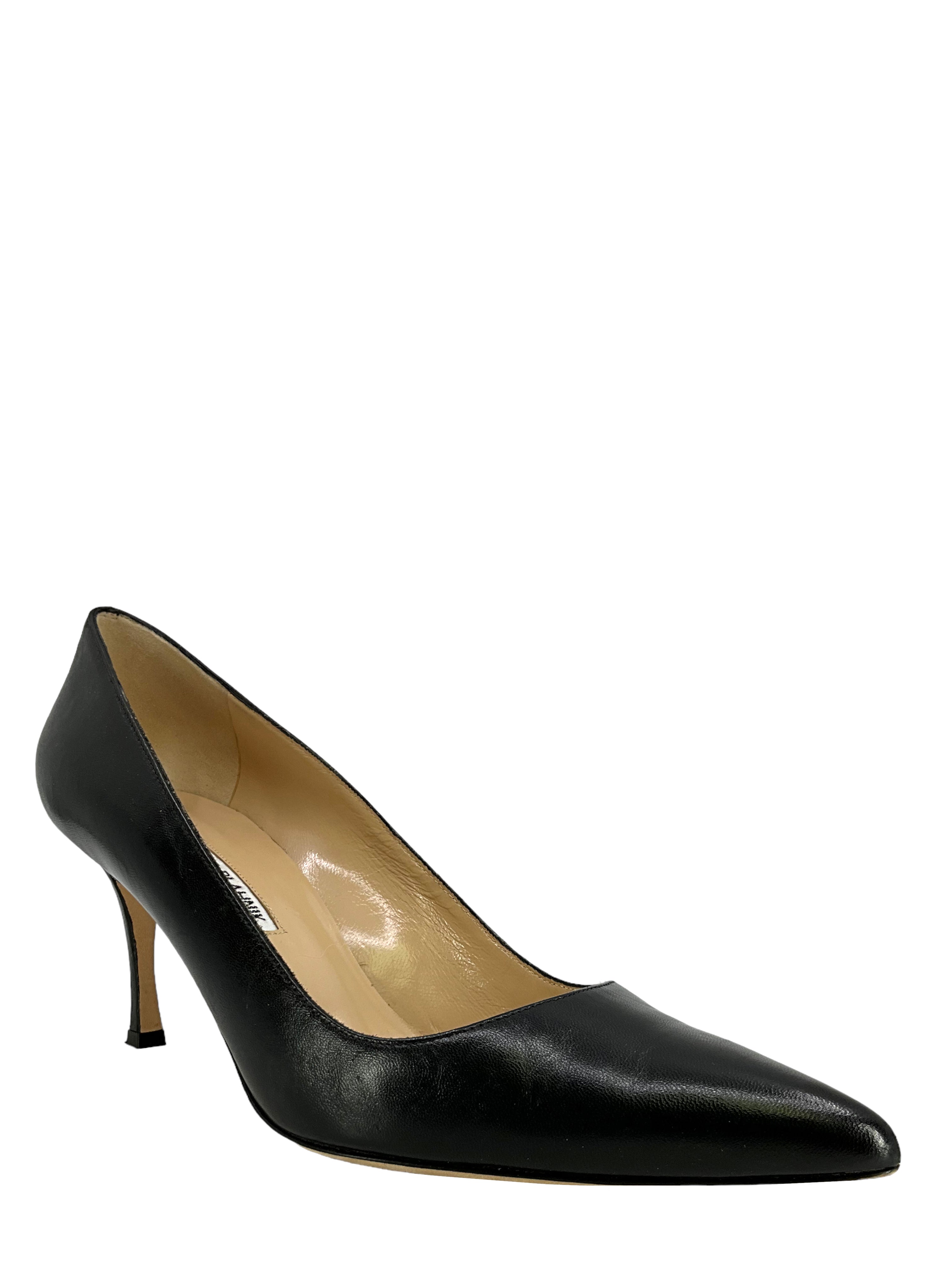 Manolo Blahnik BB Leather Pumps Women's Size 10.5 - Classic Pointed Toe High Heels for Wedding, Party & Office Wear