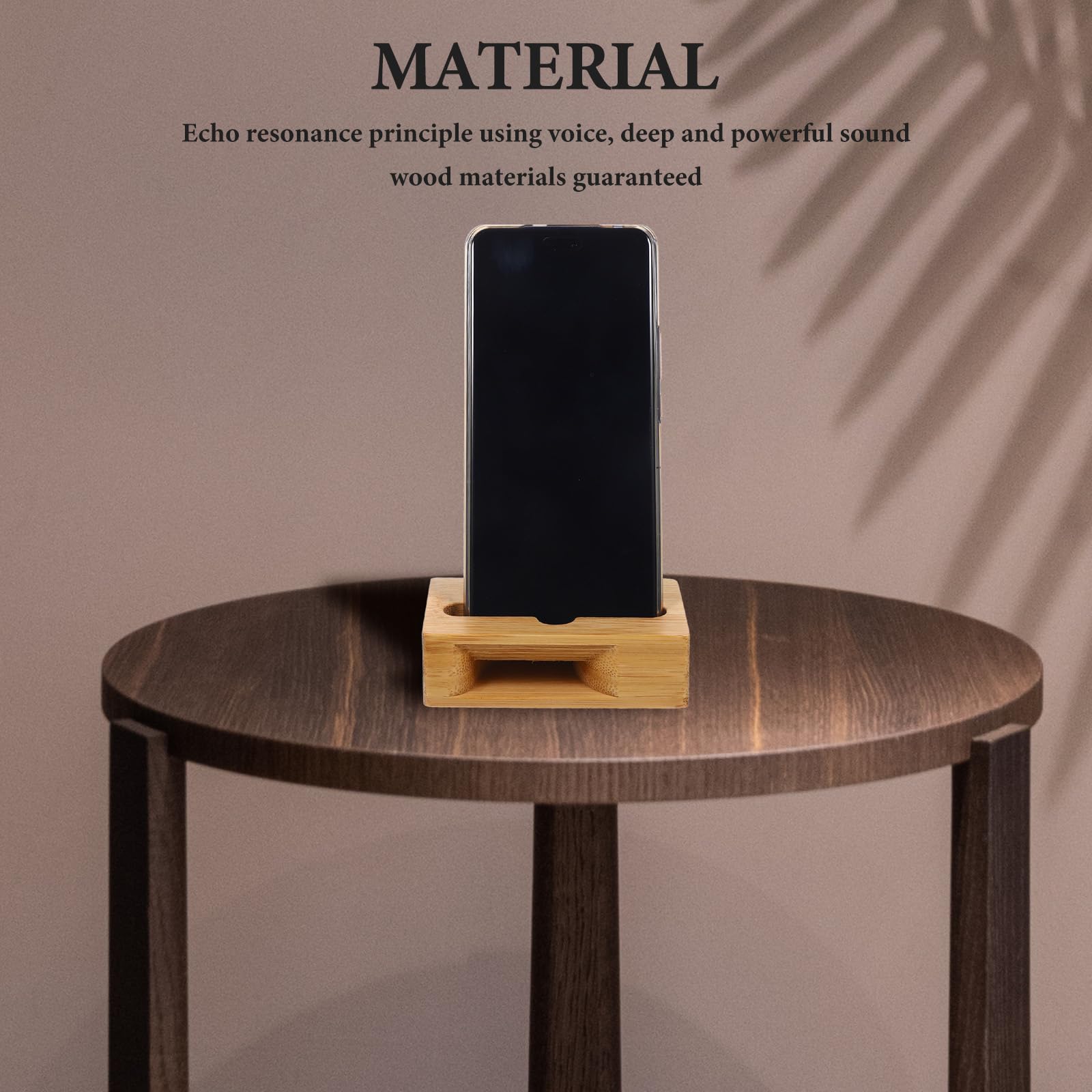 NUOBESTY Universal Wooden Phone Stand with Loudspeaker - Amplifies Sound for iPhone, Samsung, Android - Perfect for Home, Office, and Travel Use