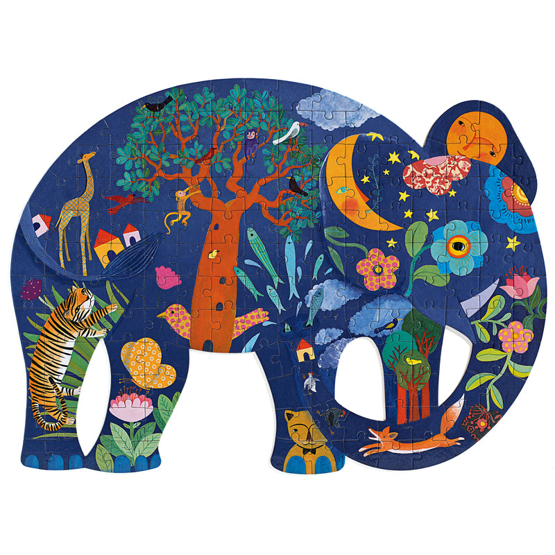 150-Piece Elephant Art Puzzle for Kids by Djeco | Creative Animal Puzzle Game for Children's Learning & Playtime