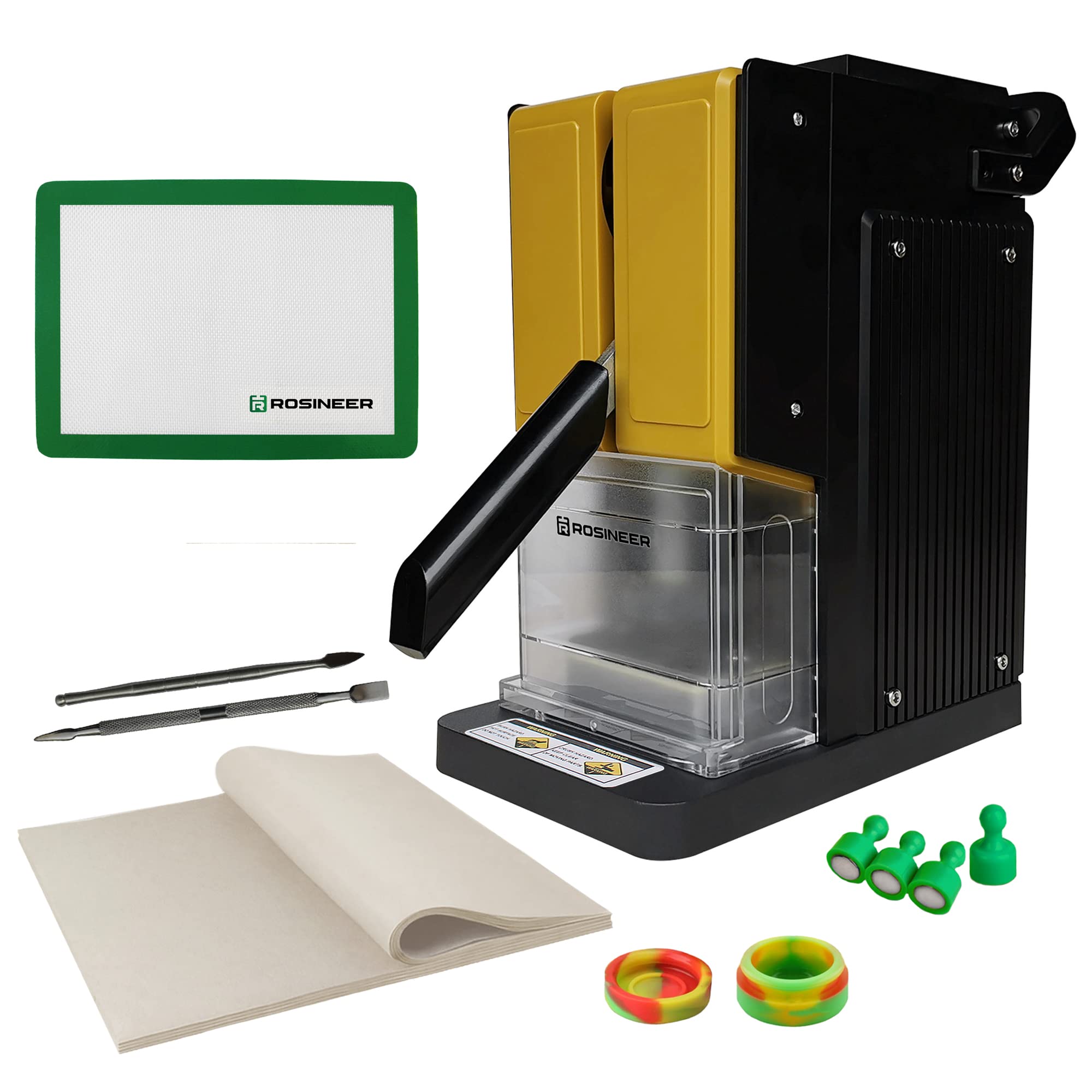 Portable Heat Press Machine 1500 lbs Force - 2x3 Inch Dual Heat Plates Starter Kit (Gold Yellow) - Perfect for DIY T-Shirts, Hats & Custom Apparel Projects