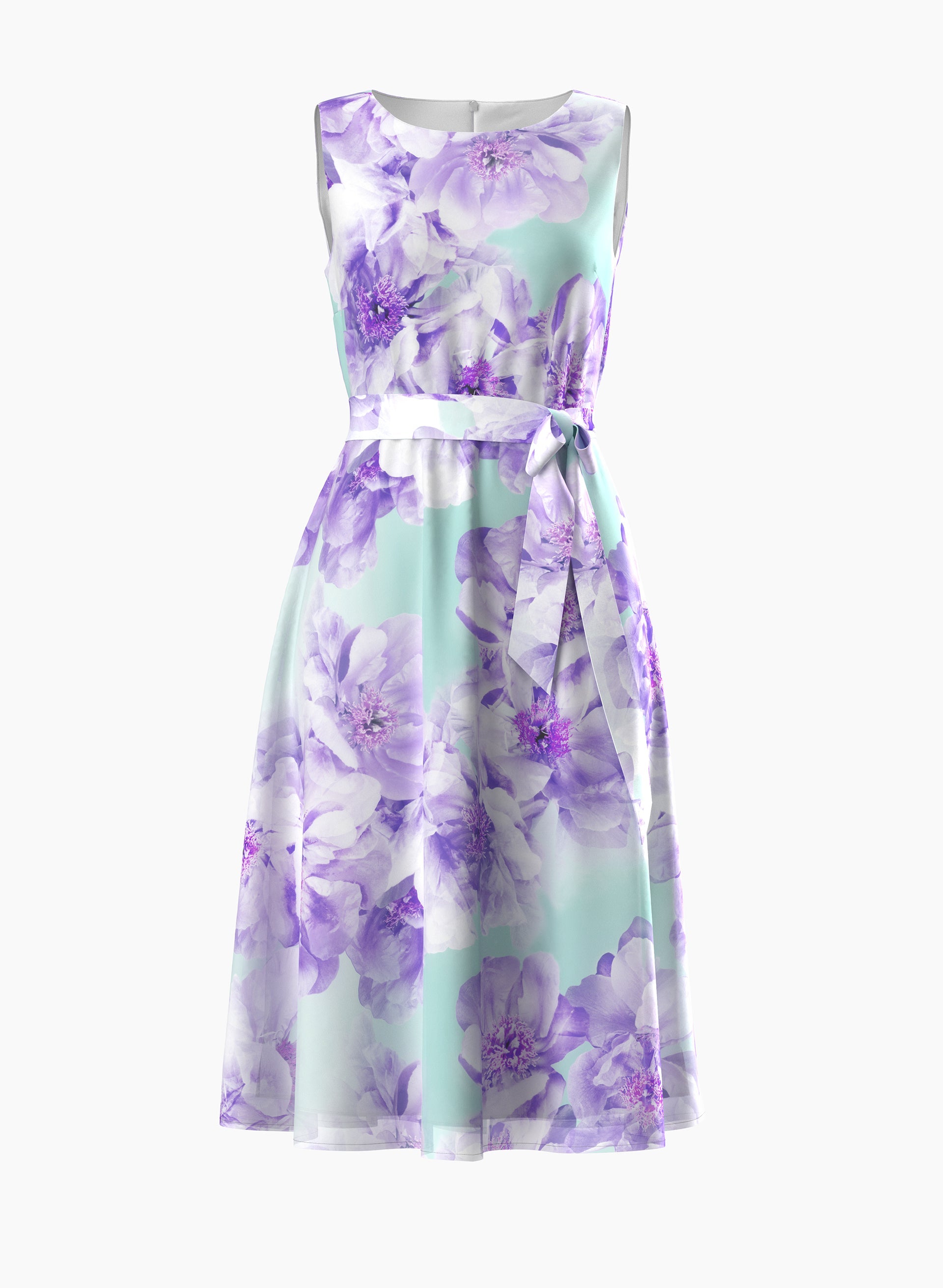 Floral Print Belted Dress for Women - Elegant Summer Midi Dress with Belt for Casual Wear, Office, and Special Occasions