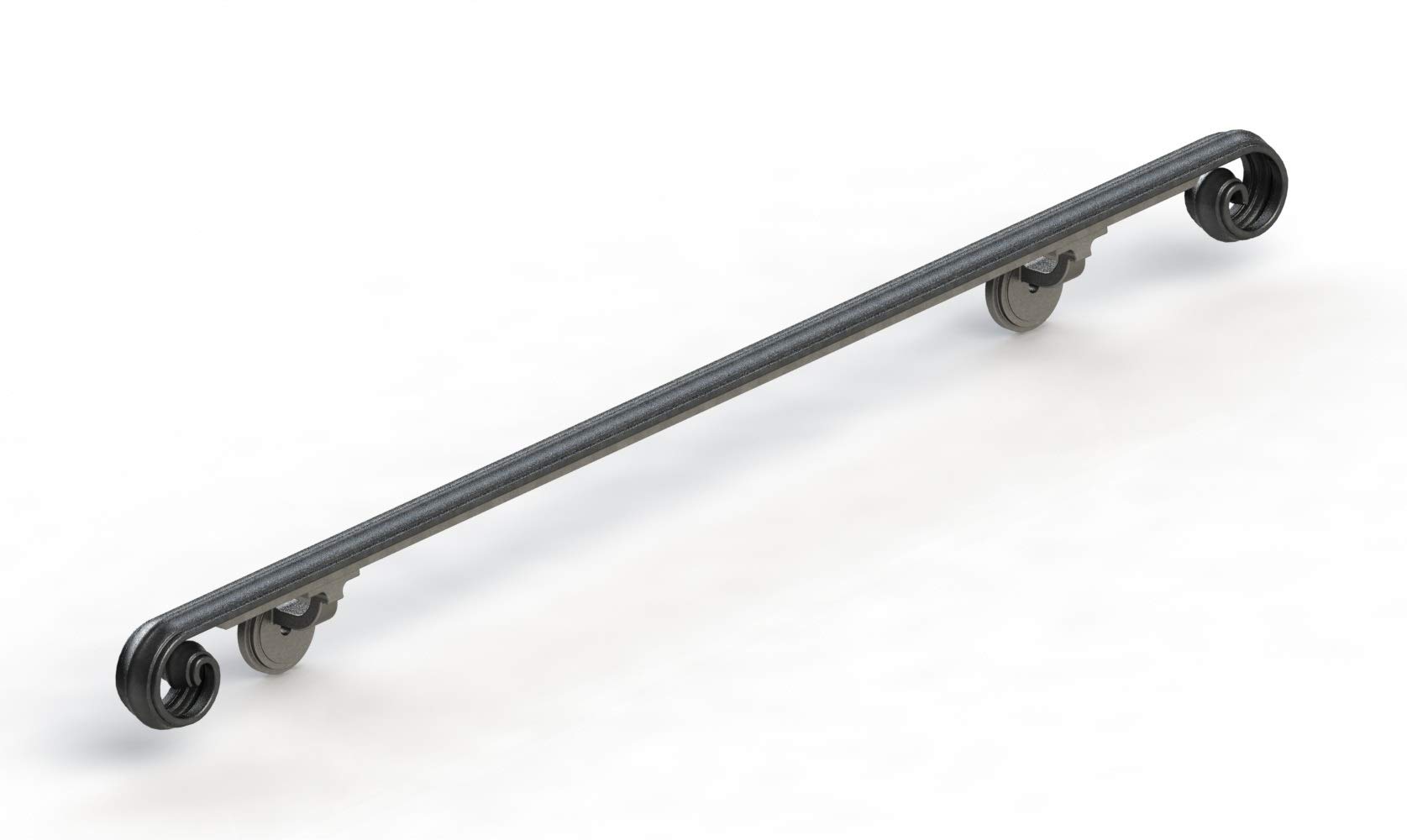 2' Scroll Wrought Iron Handrail with Adjustable Brackets - Elegant Staircase Railing for Indoor/Outdoor Home Safety & Decoration