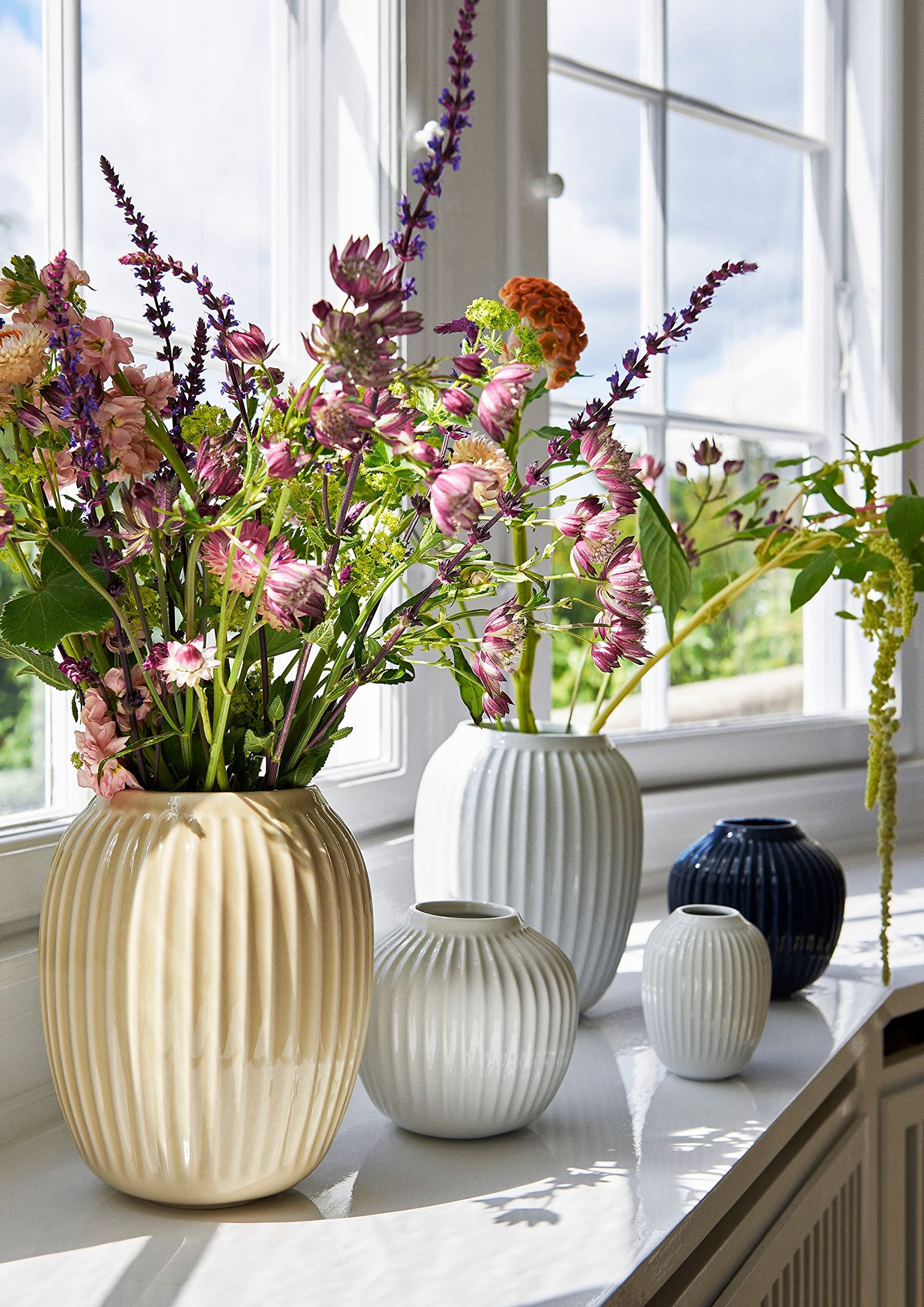 Kähler Hammershøi White Ceramic Vase - 25 cm Tall Scandinavian Home Decor for Living Room, Dining Table & Wedding Centerpieces
