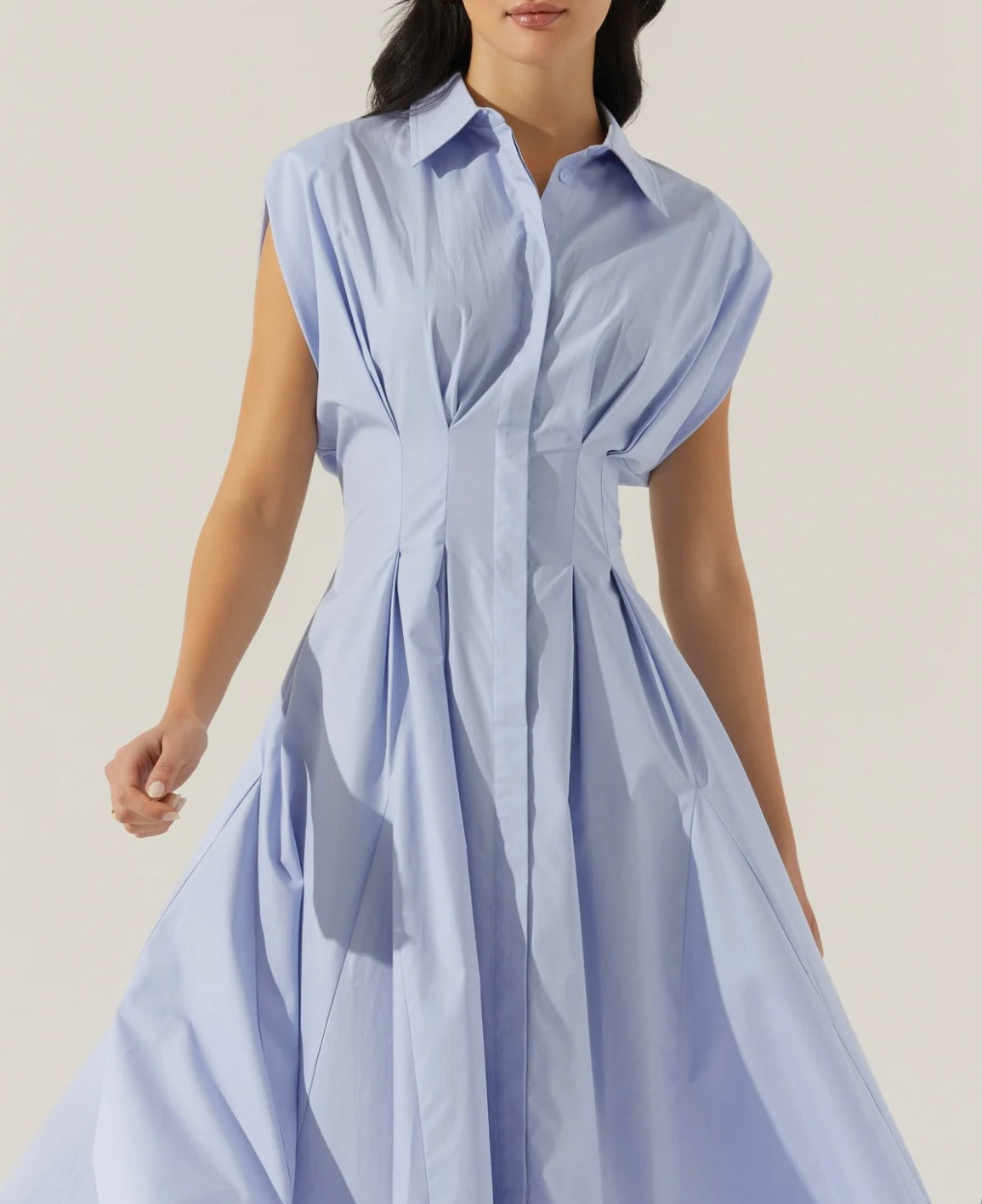 Beckett Tapered Waist Pleated Dress for Women - Elegant A-Line Midi Dress with Flowy Skirt | Perfect for Office, Wedding & Special Occasions
