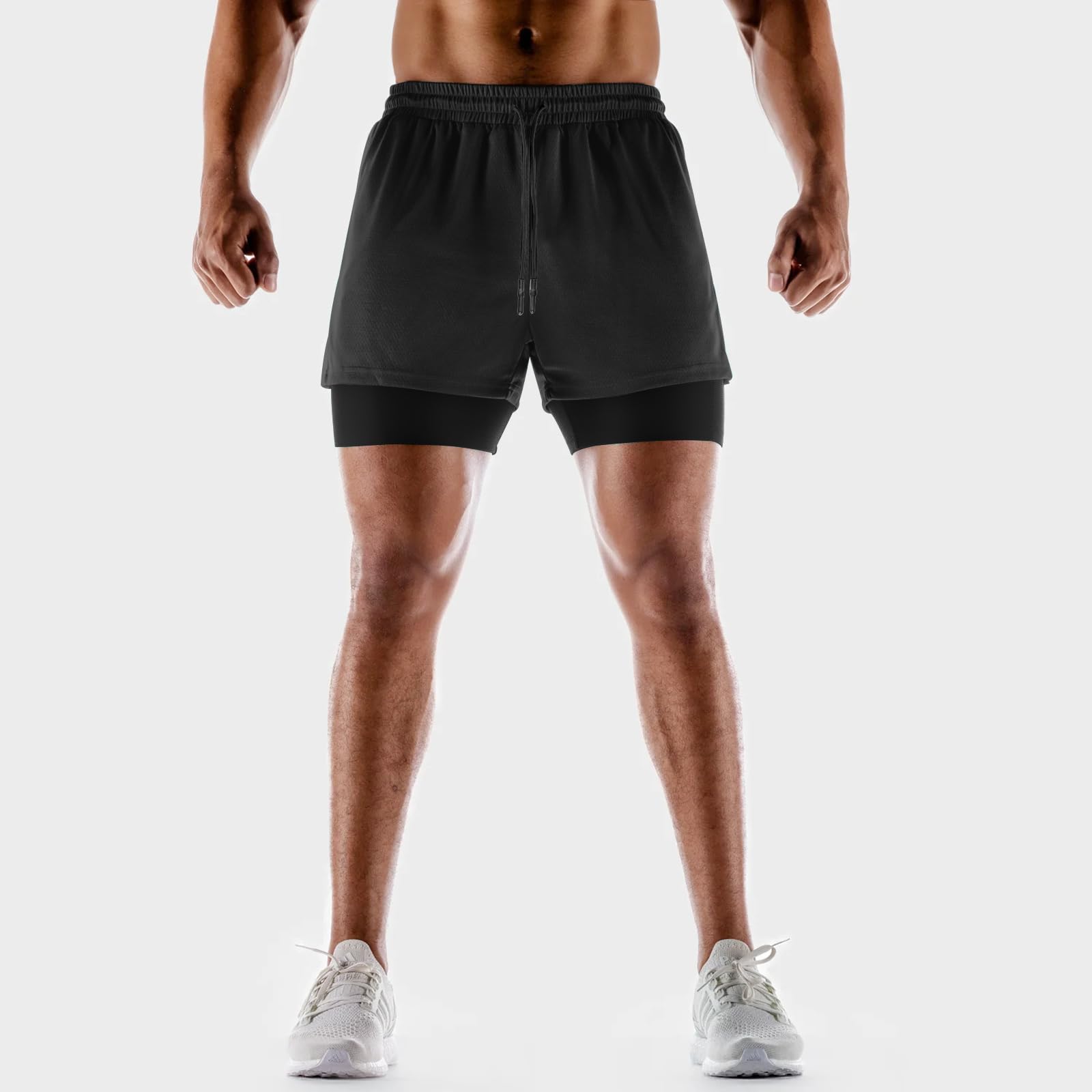 Aolesy Men's 2-in-1 Running Shorts - Quick Dry 5