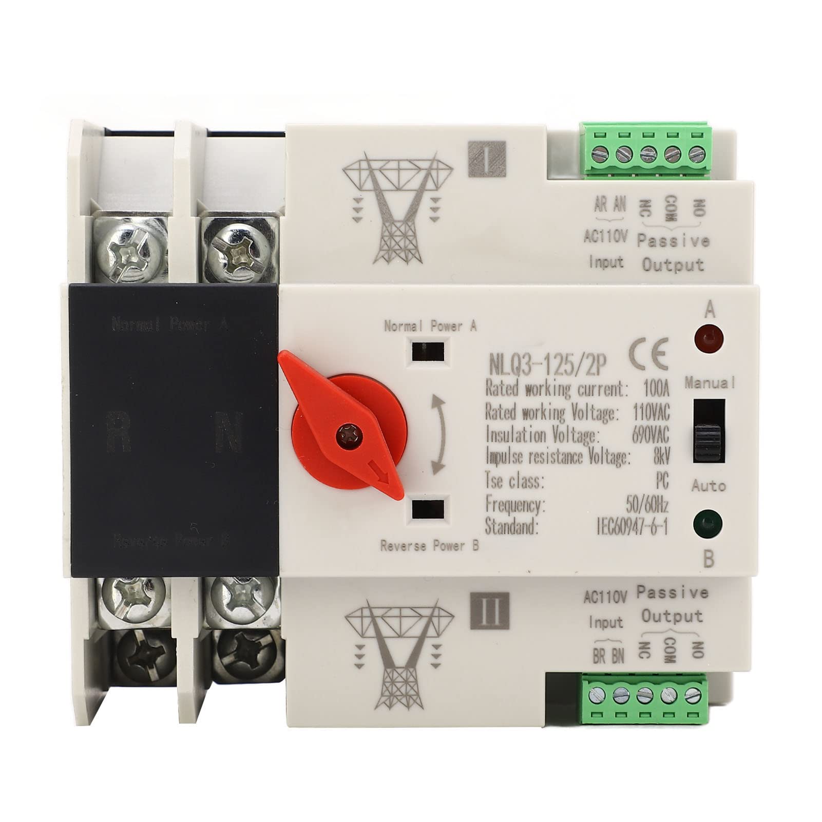 110V 100A 2P Automatic Transfer Switch (ATS) for Generator - Reliable Power Changeover with Stable Performance | Perfect for Home Backup Power, Emergency Power Supply & RV Power Transfer