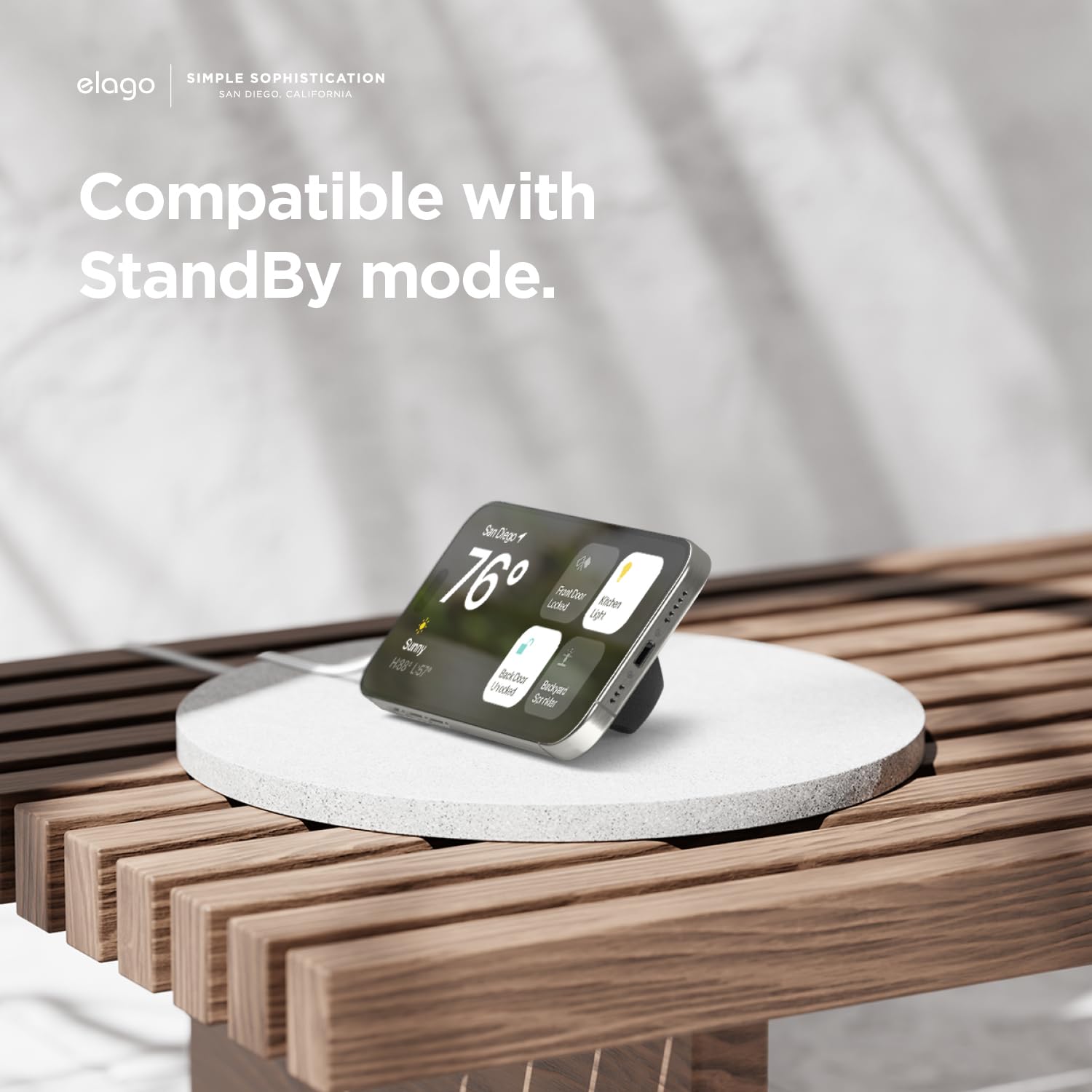 elago Grip Stand for MagSafe Charger | iPhone 16/15/14/13/12 Series Phone Holder | Nightstand Mode Compatible | Stone Design | Perfect for Bedside Charging & Nighttime Use (Charging Cable Not Included)