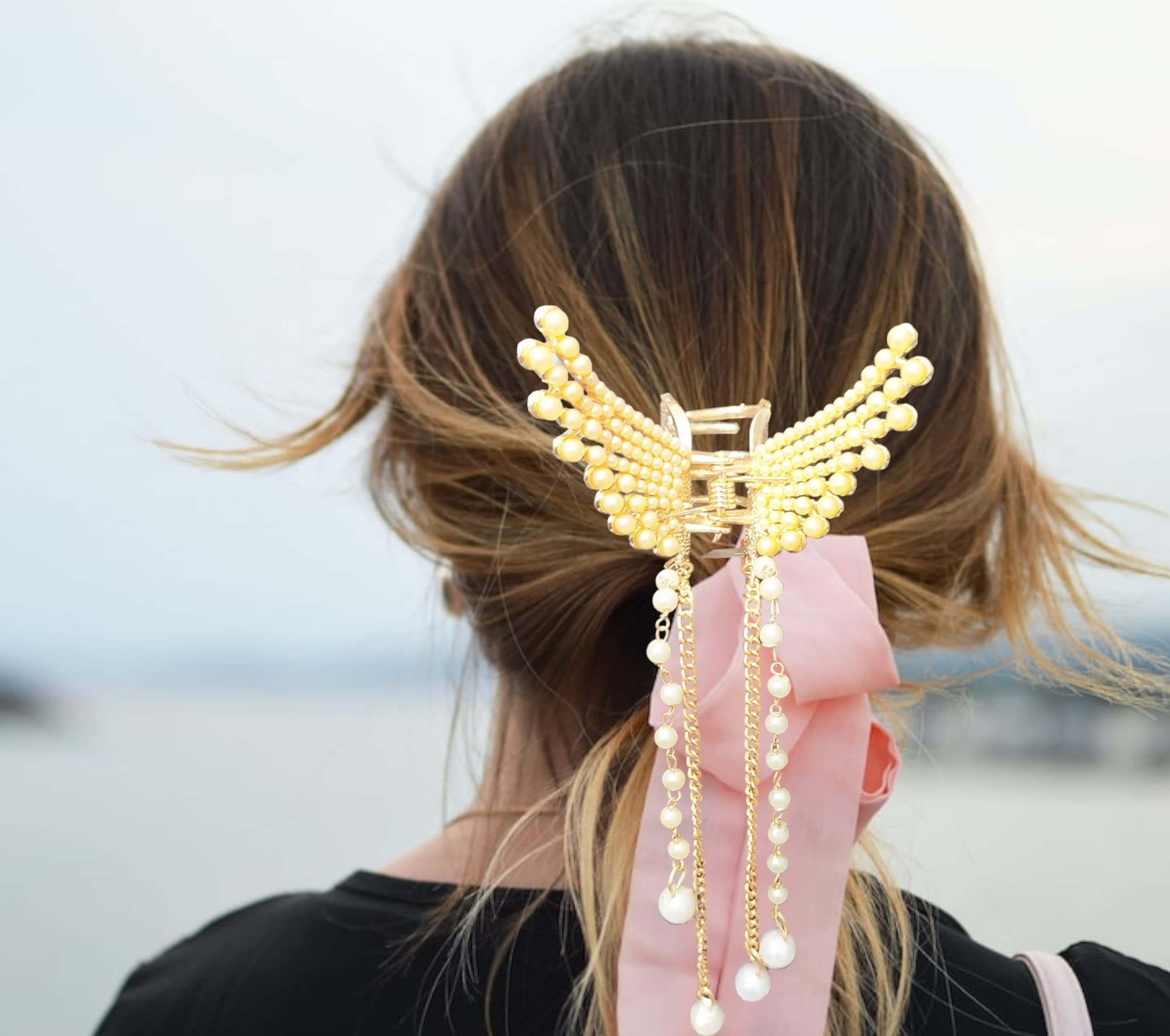 SHOI LITTLE Butterfly Hair Clip for Women & Girls - Elegant Metal Claw Hair Clips for Fancy Hairstyles, Bridal Accessories & Everyday Use | Perfect for Weddings, Parties, Work & School