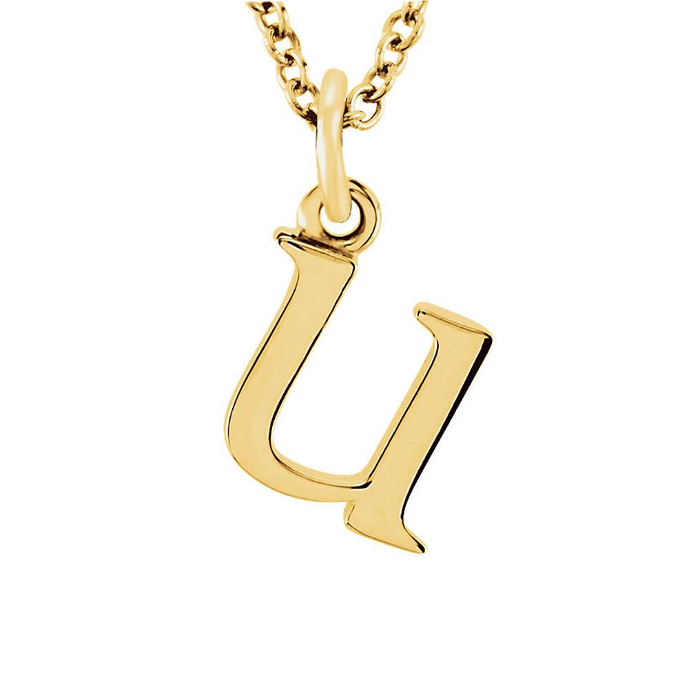 The Black Bow The Abbey Lower Case Initial 'u' Necklace in 14k Yellow Gold, 16 Inch - Perfect for Everyday Elegance and Thoughtful Gifting