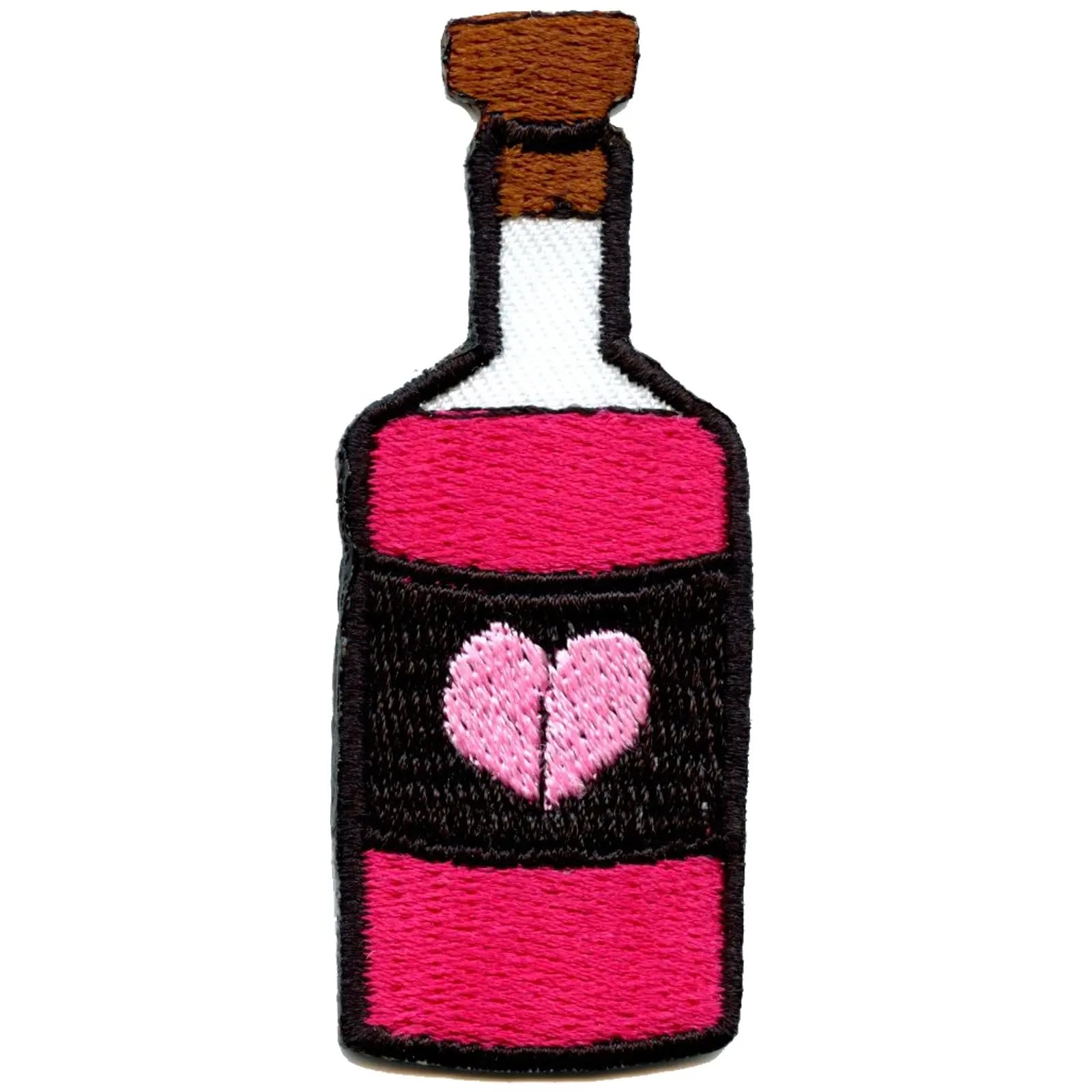 Love Potion Bottle Embroidered Iron On Patch - DIY Sew On Applique for Jackets, Bags & Denim - Gothic Witchcraft Aesthetic Accessory for Costumes & Crafting