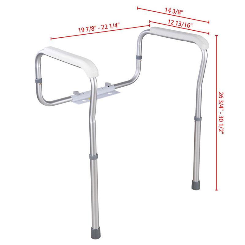 TheLAShop Adjustable Toilet Safety Frame Rail Grab Bar - 375lbs Weight Capacity for Elderly & Disabled - Bathroom Assist Device for Seniors, Handicapped & Post-Surgery Recovery