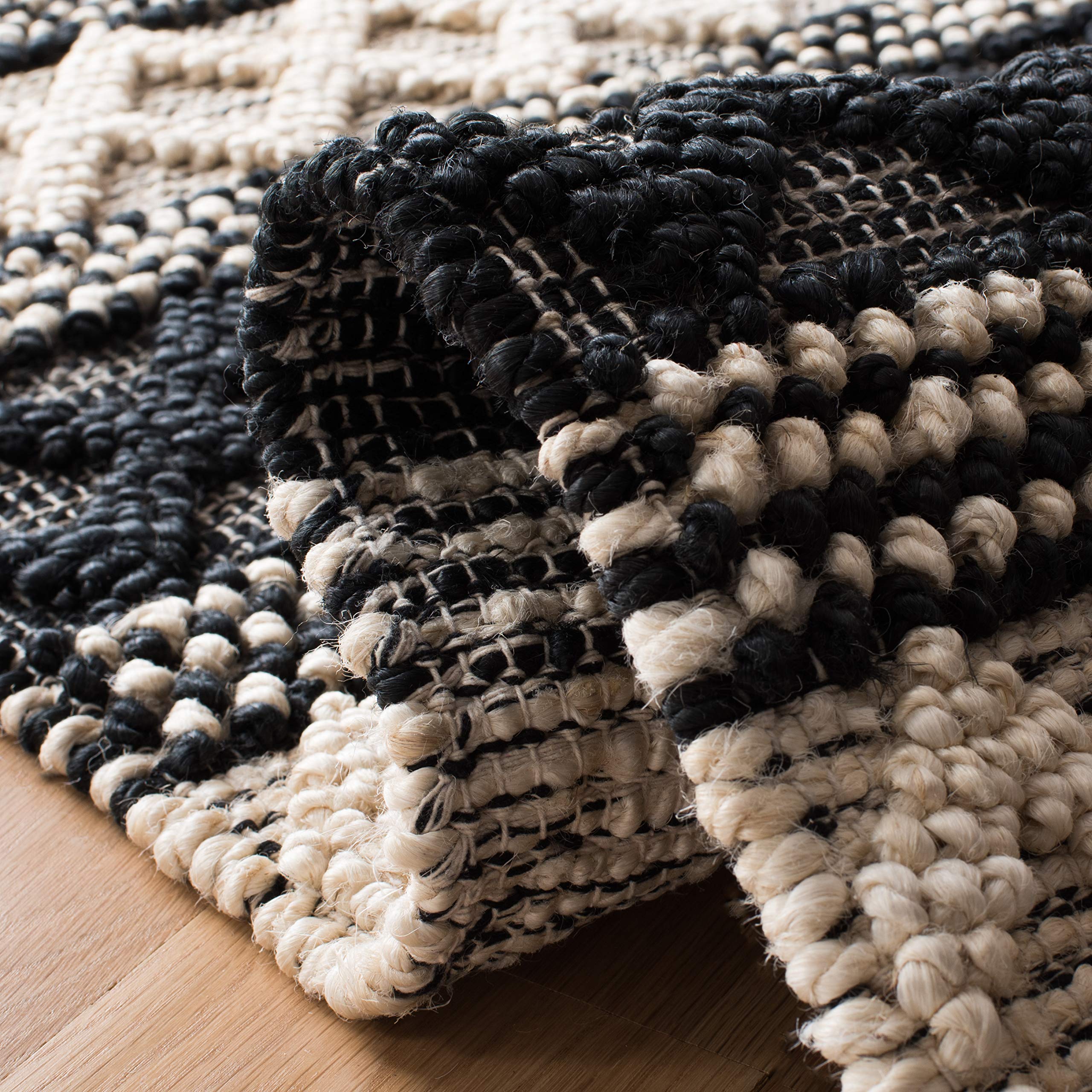SAFAVIEH Handmade Boho Moroccan Tribal Jute Rug 4' x 6' - Natural Fiber Collection in Black & Ivory | Non-Slip Accent Rug for High Traffic Areas | Perfect for Entryway, Living Room, Bedroom & Boho Decor (NF568Z)