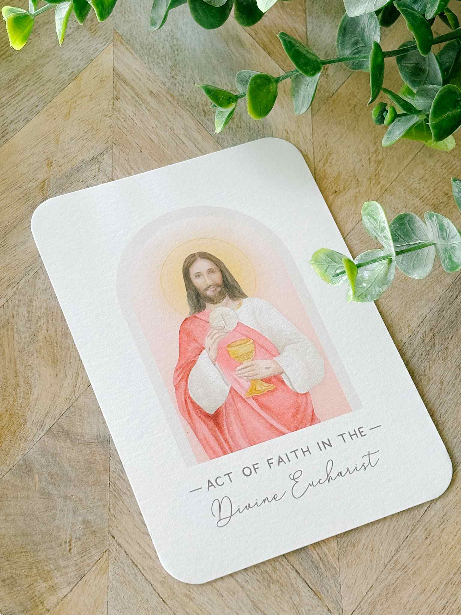 Divine Eucharist Prayer Card - Religious Faith Devotional for Catholic Worship & Communion - Perfect for Church, Home Altar & Spiritual Reflection