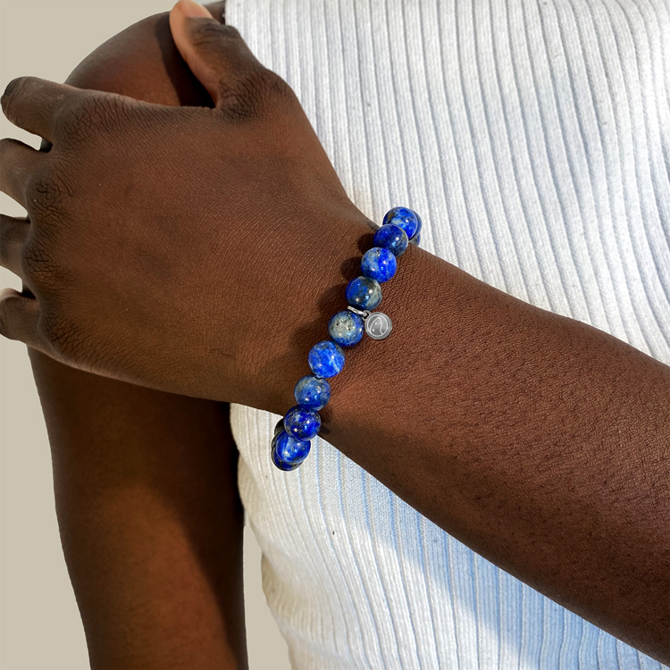 Natural Lapis Lazuli Beaded Bracelet for Women - Healing Stone Jewelry for Stress Relief & Spiritual Balance | Perfect for Meditation, Yoga & Everyday Wear