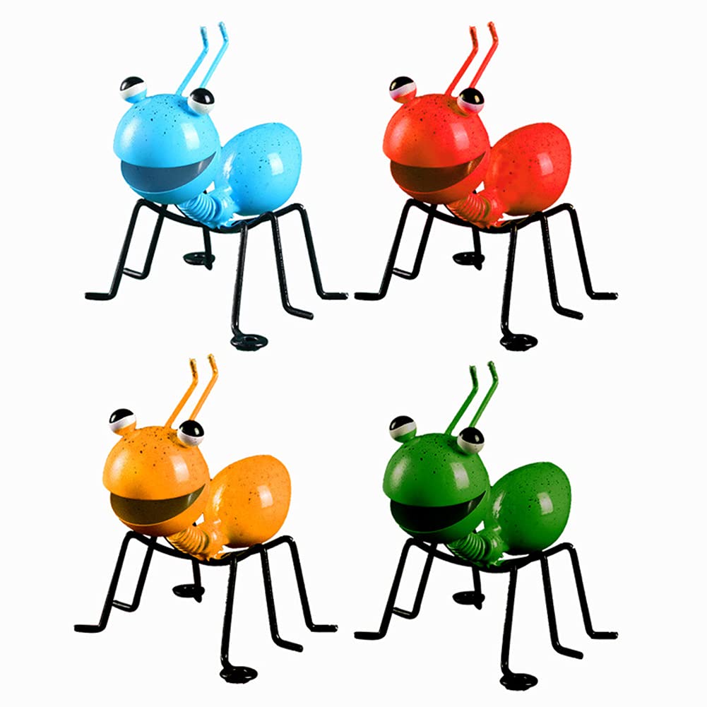 Metal Ants Garden Decor - 4 PCS Set of Insect Ornaments for Indoor & Outdoor Gardens, Yard Art, Wall Sculptures - Perfect for Patio, Lawn, Flower Bed Decoration