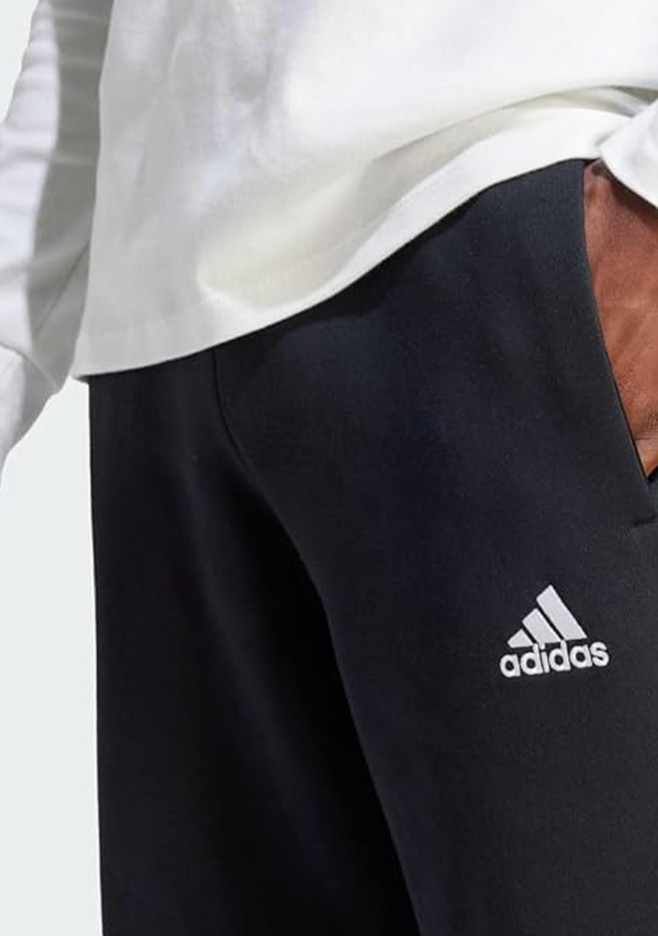 Adidas Men's 3 Stripes Essential Fleece Jogger Pants with Open Hem - Comfortable Athletic Sweatpants for Running, Gym Workouts & Casual Wear