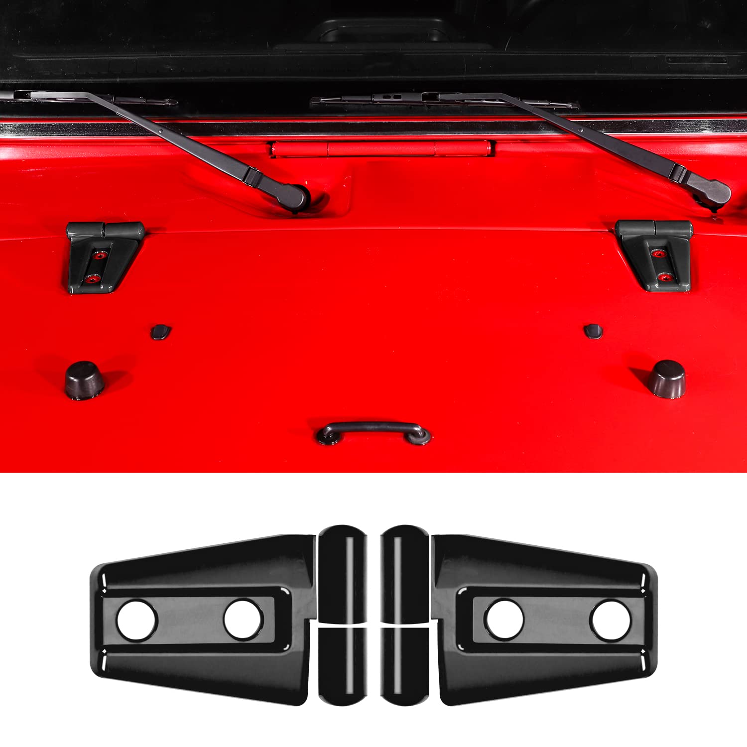 JeCar Hood Hinge Trim Covers for Jeep Wrangler JK & Unlimited (2007-2018) - Black Exterior Accessories | Fits Sport, Sahara, Rubicon Models | Durable Protection & Stylish Upgrade for Off-Road Adventures