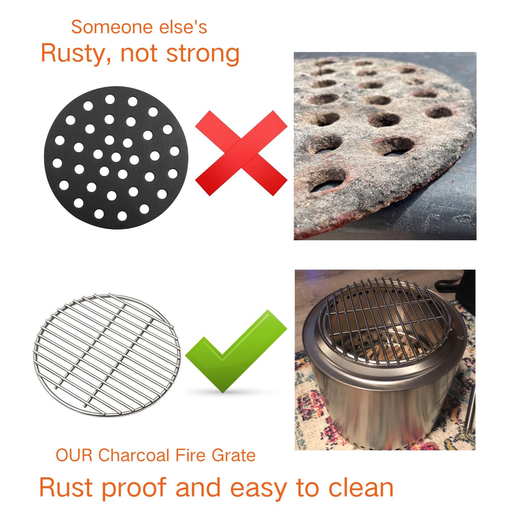 Premium Stainless Steel High Heat Charcoal Fire Grate for Kamado Joe Big Joe Grill - 12 Inch Heavy Duty Replacement Grate for Outdoor BBQ, Smoking & Grilling - Perfect for Backyard Cookouts, Camping & Tailgating