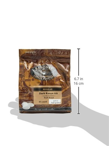 Premium Baronet Coffee Dark Kenya AA Dark Roast (140g) – 18-Count Coffee Pods for Keurig Brewers – Rich & Bold Flavor for Home or Office Use