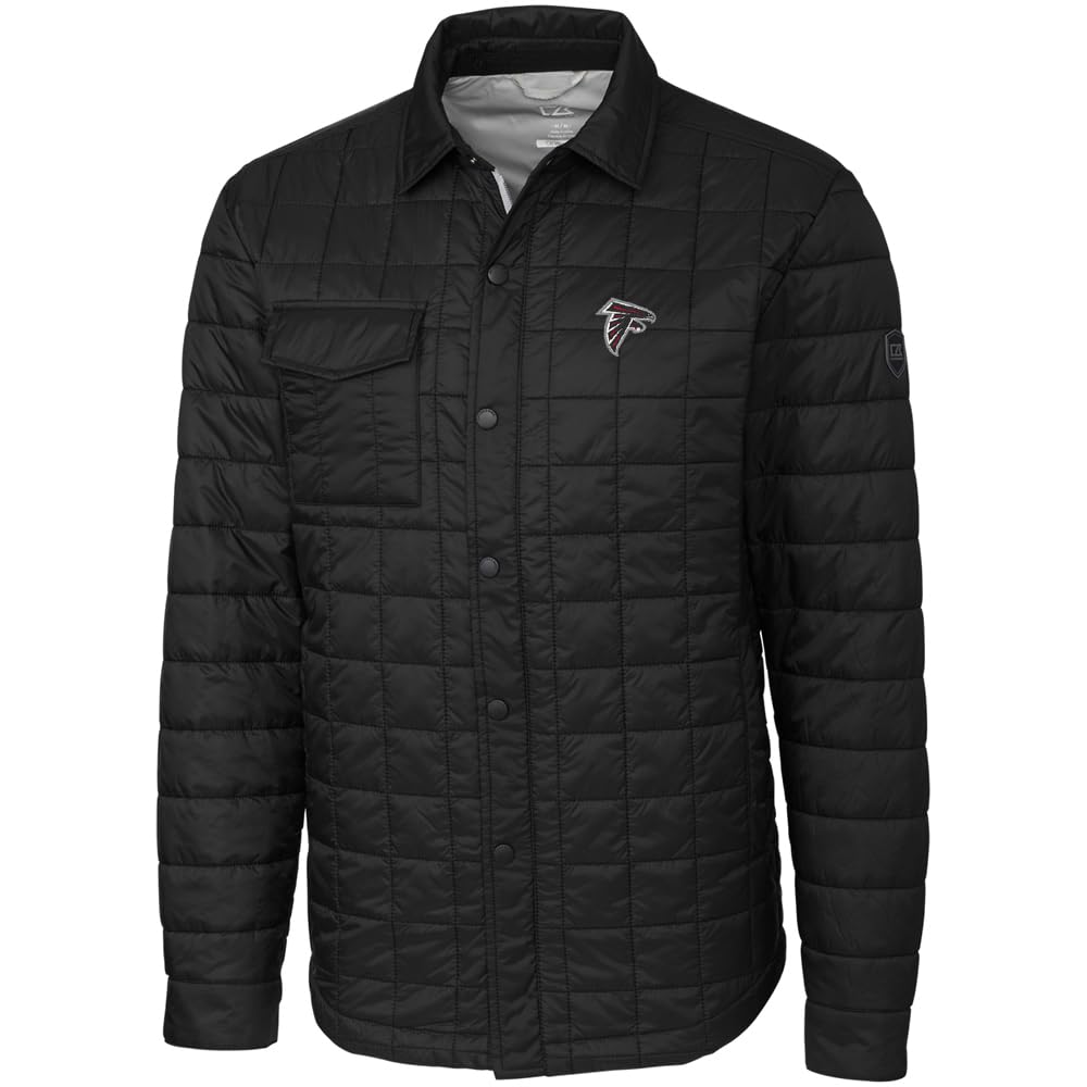 Cutter & Buck Men's NFL Rainier Water-Resistant Shirt Jacket - Lightweight Outdoor Windbreaker for Football Games & Casual Wear