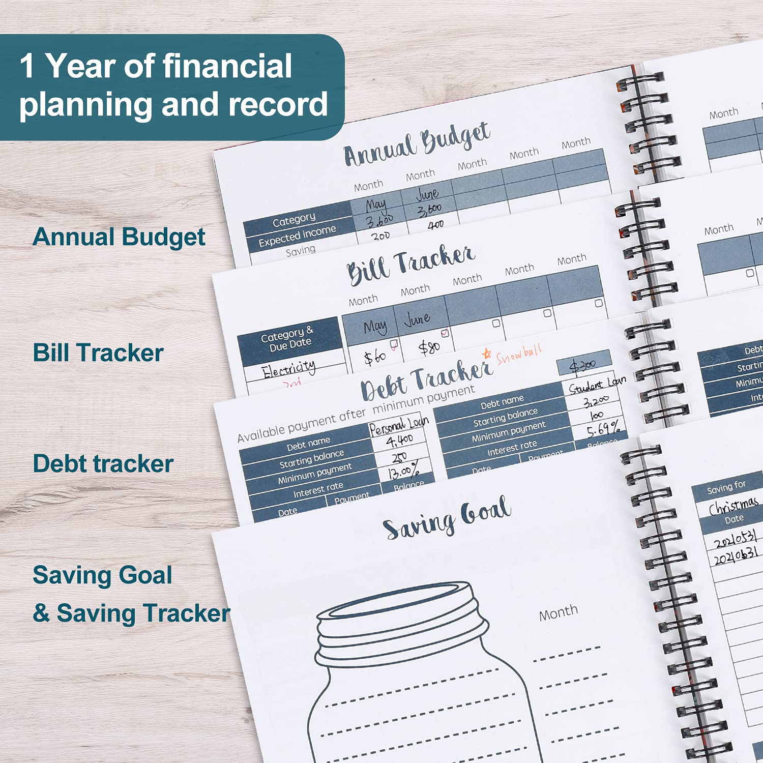 Budget Planner & Meal Planner Notebook with Floral Design - Financial Organizer, Expense Tracker & Grocery List for Personal Finance, Meal Planning & Savings Goals (Perfect for Students, Moms & Home Organization)