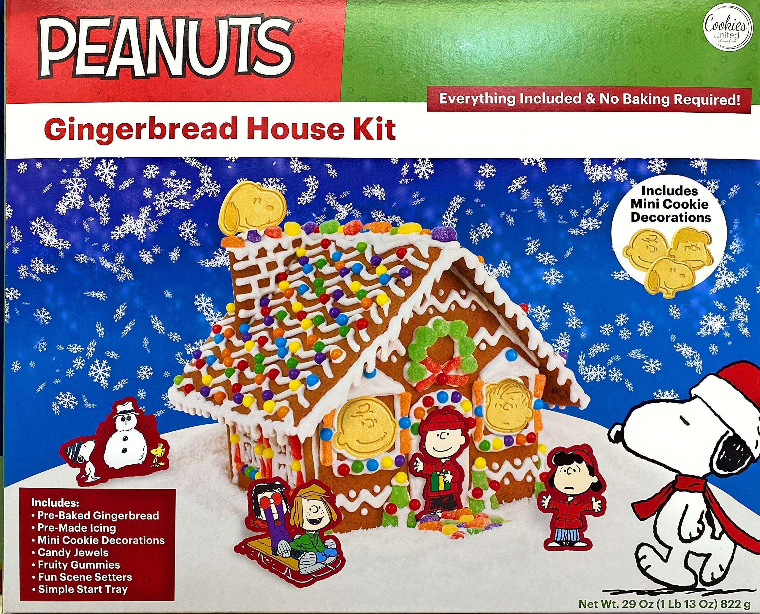 Peanuts Gingerbread House Kit - DIY Holiday Baking Set for Christmas Decorations & Family Fun Activities