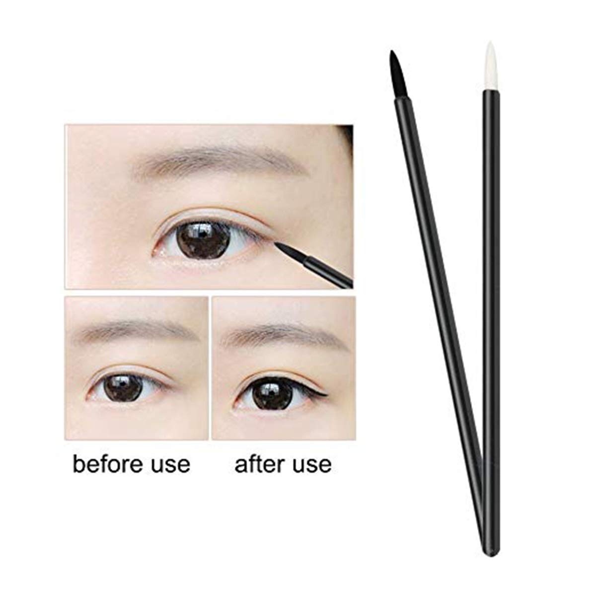 50 Pack Disposable Eyeliner Brushes - White Cosmetic Lip & Eye Makeup Applicators - Perfect for Eyebrow, Eyelash & Lipstick Application - Ideal for Professional Makeup Artists & Home Use