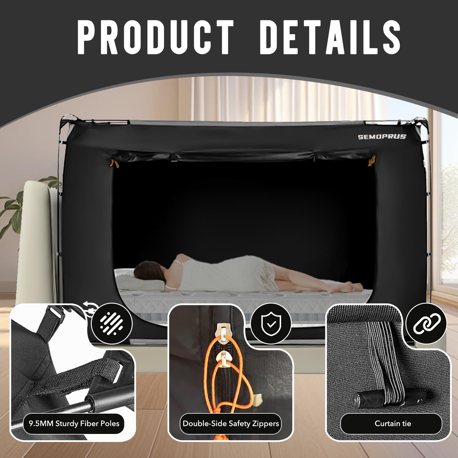 **Full Size Bed Tent for Adults & Kids - Portable Sleeping Canopy with 3 Doors, 70% Blackout & Breathable Privacy Space - Perfect for Camping, Sleepovers, and Indoor Privacy (Mattress Not Included)**