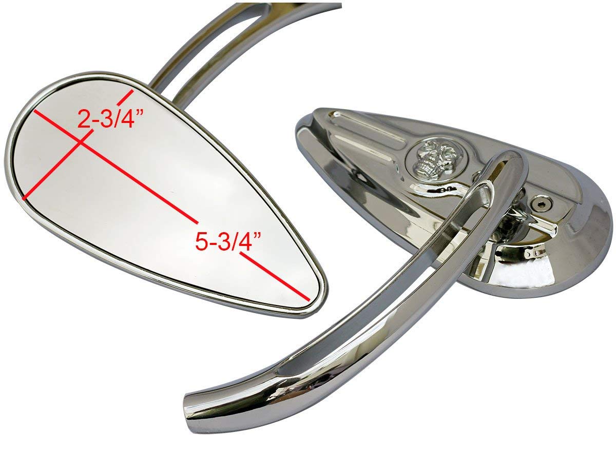 3D CNC Skull TearDrop Motorcycle Mirrors for 2003 Yamaha V Star 1100 XVS1100A Classic - Chrome Finish, Universal Fit, Easy Installation - Perfect for Cruiser Bikes, Custom Builds & Motorcycle Upgrades
