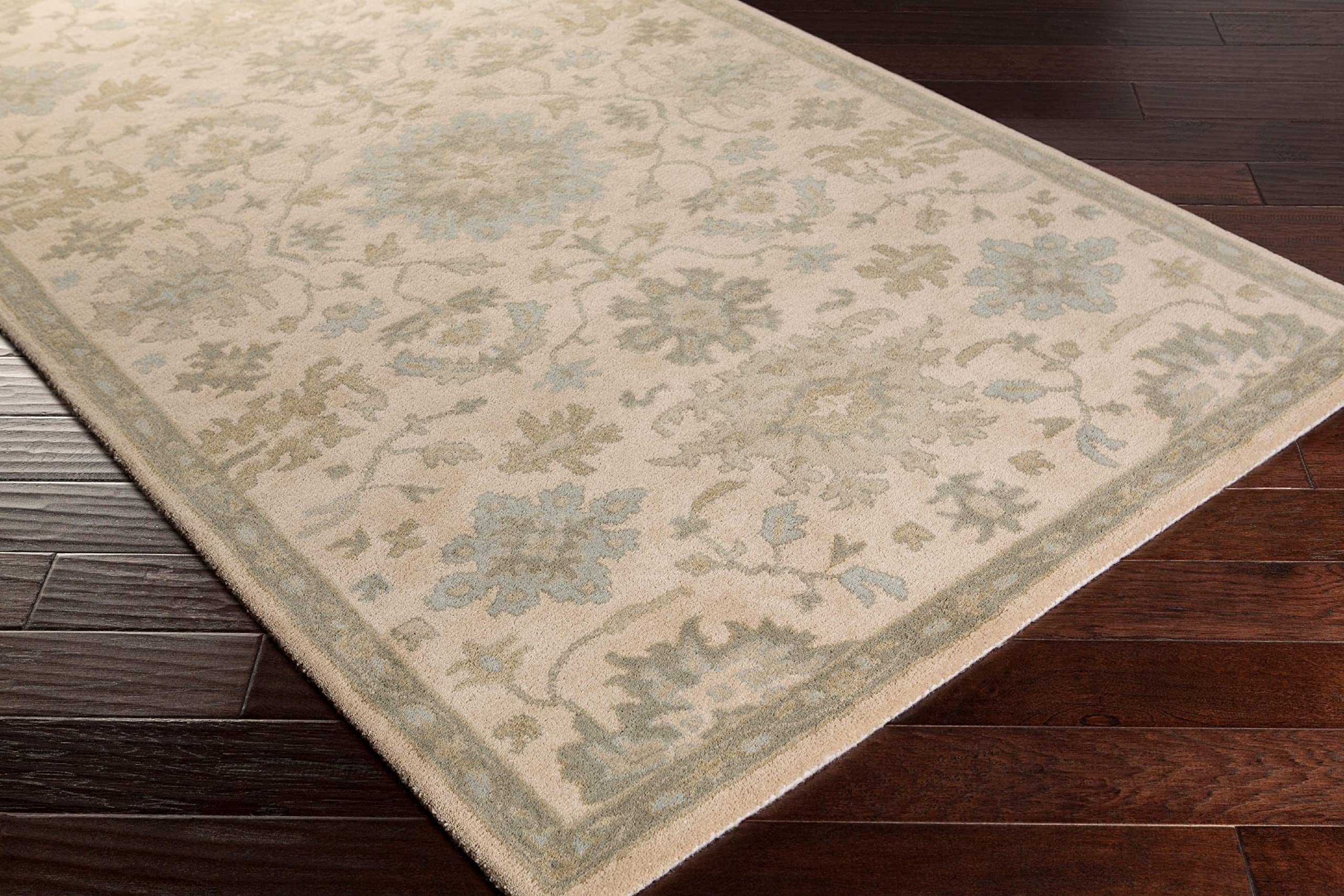 Mark&Day 6x9 Feet Traditional Beige Oval Wool Rug - Soft Beige Green Grey Area Carpet for Living Room, Bedroom, Kitchen - Perfect for Cozy Home Decor & High-Traffic Areas (6' x 9' Oval)