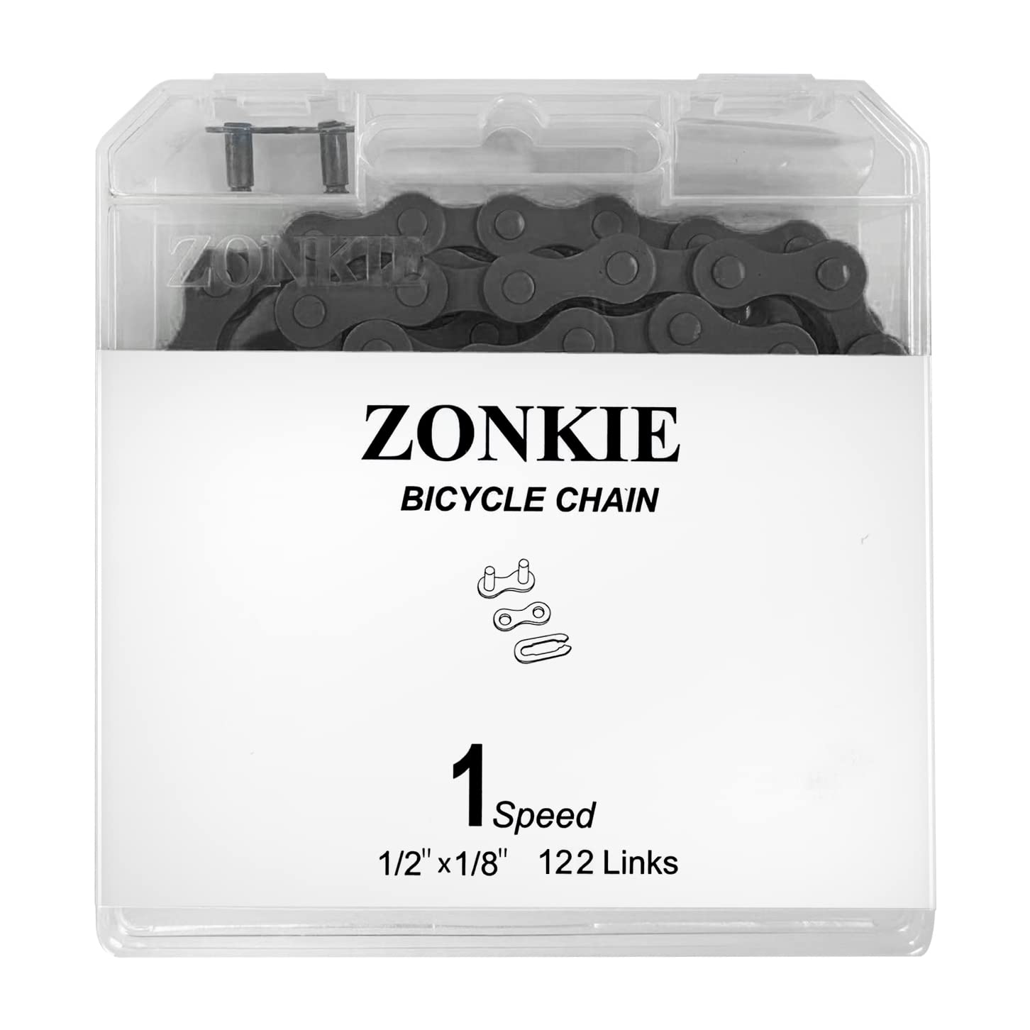 Single-Speed Bike Chain 1/2 x 1/8 Inch - 122 Links (122L) Black Replacement Chain for Fixie & BMX Bikes - Perfect for Urban Commuting & Track Cycling
