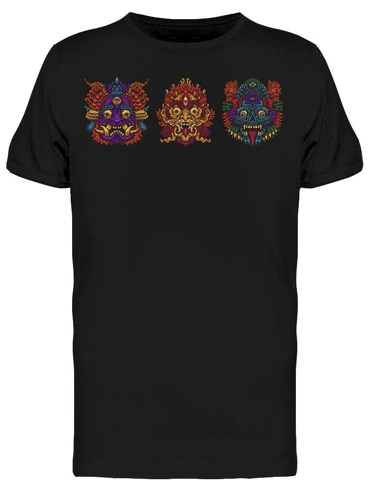 Indonesian Bali Masks Print Men's T-Shirt - Stylish & Comfortable Cotton Tee for Casual Wear, Travel & Cultural Enthusiasts