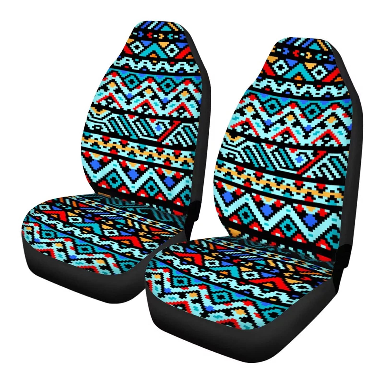 GLENLCWE Tribal Tonga Art African Aztec Geometric Print Universal 2-Piece Car Seat Covers - Waterproof & Non-Slip Front Seat Protectors for Cars, Trucks & SUVs | Perfect Gift for Men & Women | Ideal for Road Trips, Commuting & Outdoor Adventures