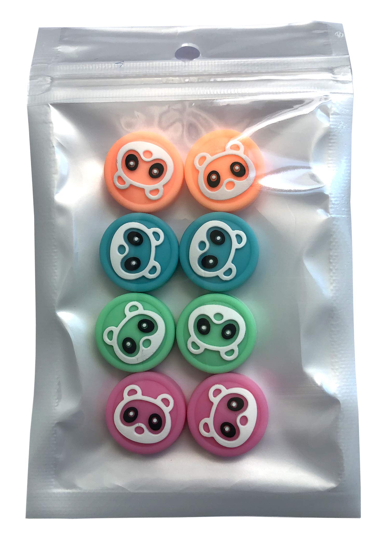 8-Piece Panda Silicone Thumb Grip Caps for Nintendo Switch & Lite - 4 Color Gamepad Joystick Covers - Improve Grip & Comfort for Gaming Sessions