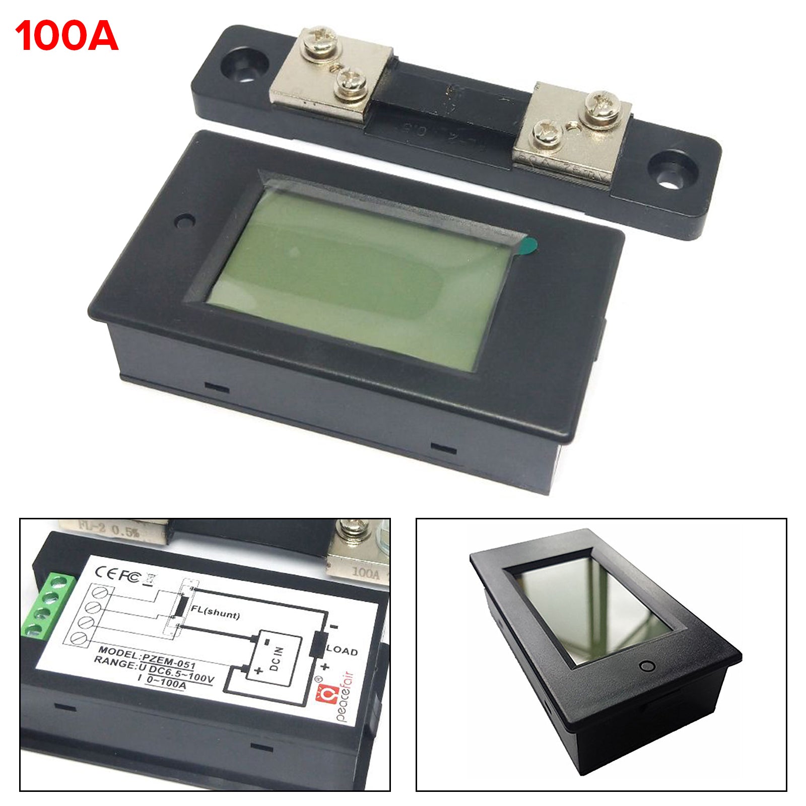 100A DC Digital Watt KWH Current Power Energy Meter with Ammeter Voltmeter 100V - Monitor Solar Panels, Batteries, and Electrical Systems
