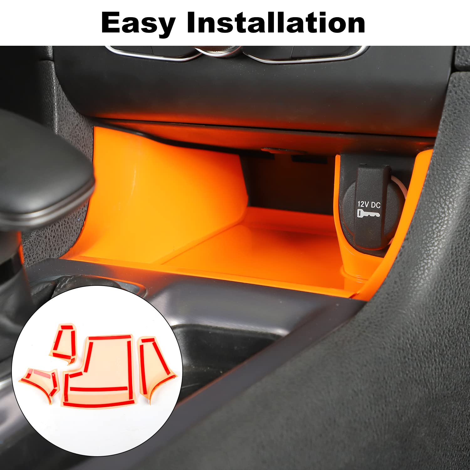 2011-2019 Dodge Charger Center Console Gear Shift Storage Trim Panel - ABS Orange 4pcs - Interior Car Accessories for Enhanced Storage & Style - Perfect for Road Trips & Daily Commutes