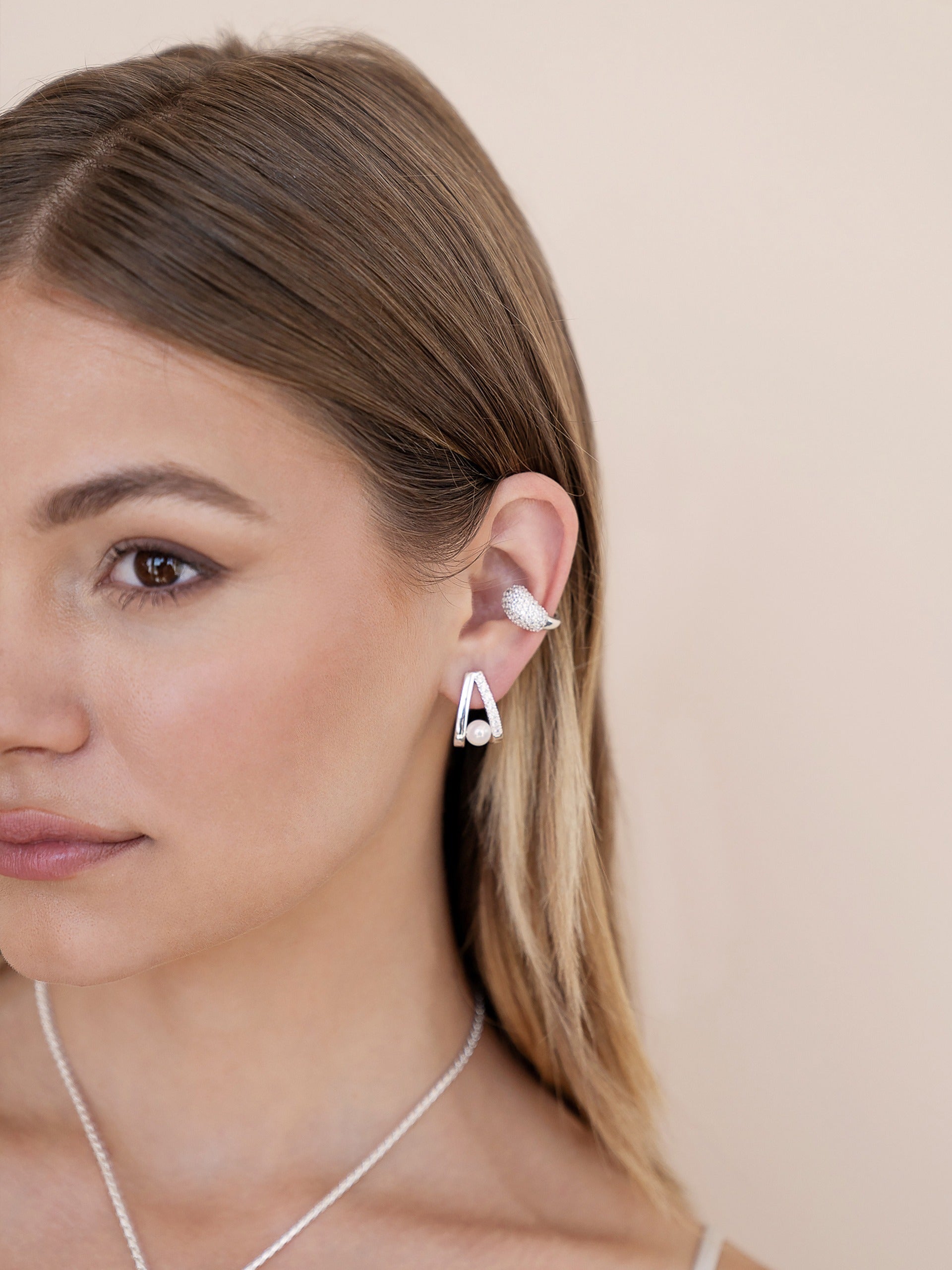 Elegant Pavé and Pearl Earrings for Women - Sterling Silver Dainty Studs - Perfect for Weddings, Parties & Everyday Wear